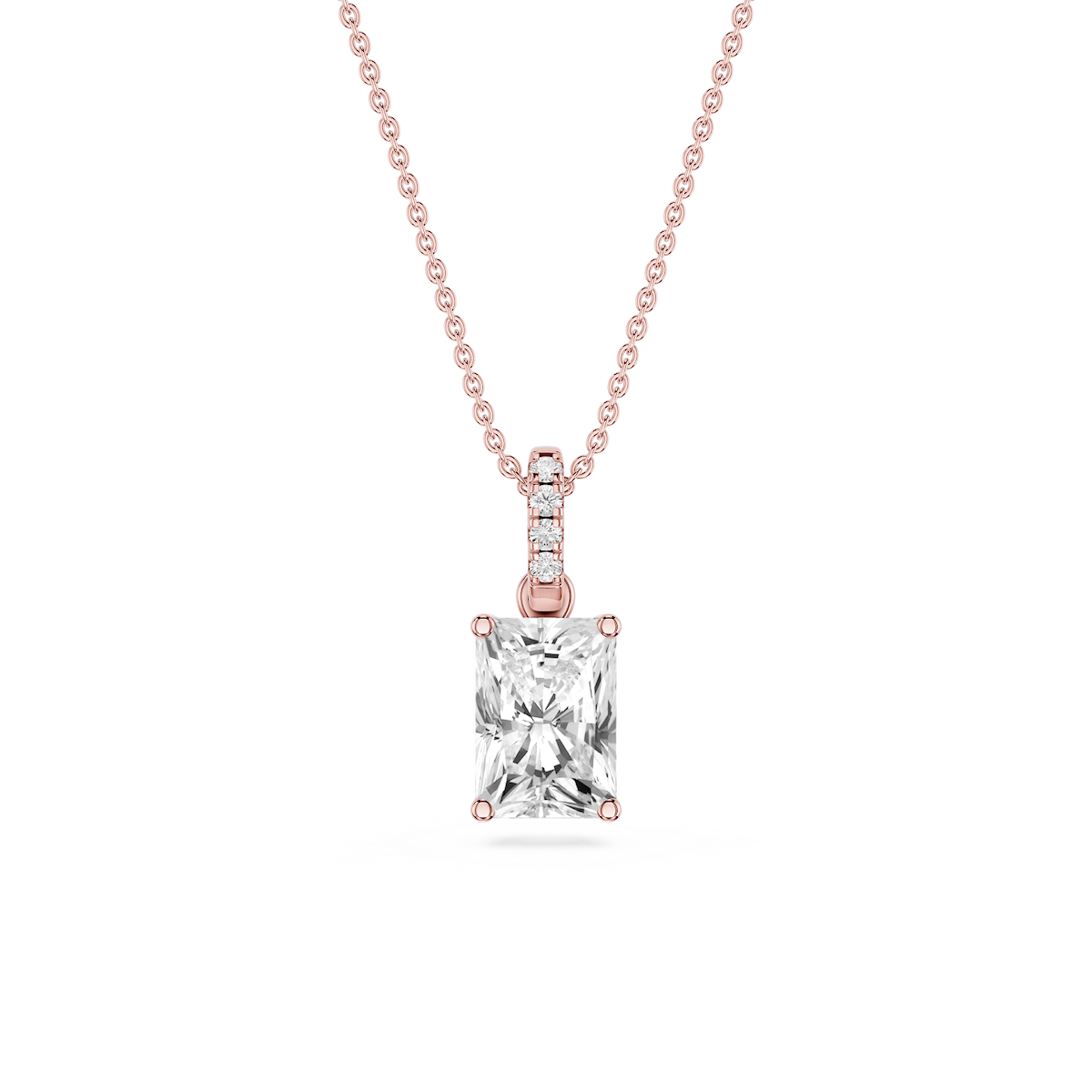 Radiant Lab Grown Diamond Hidden Halo Pendant - 16 to 18 Inches