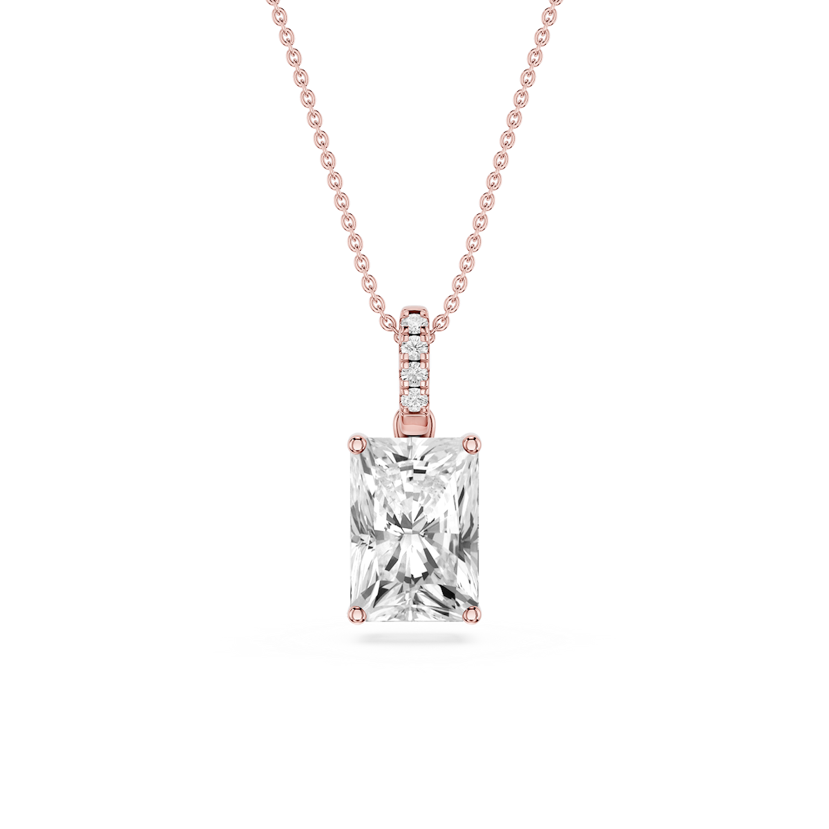 Radiant Lab Grown Diamond Hidden Halo Pendant - 16 to 18 Inches