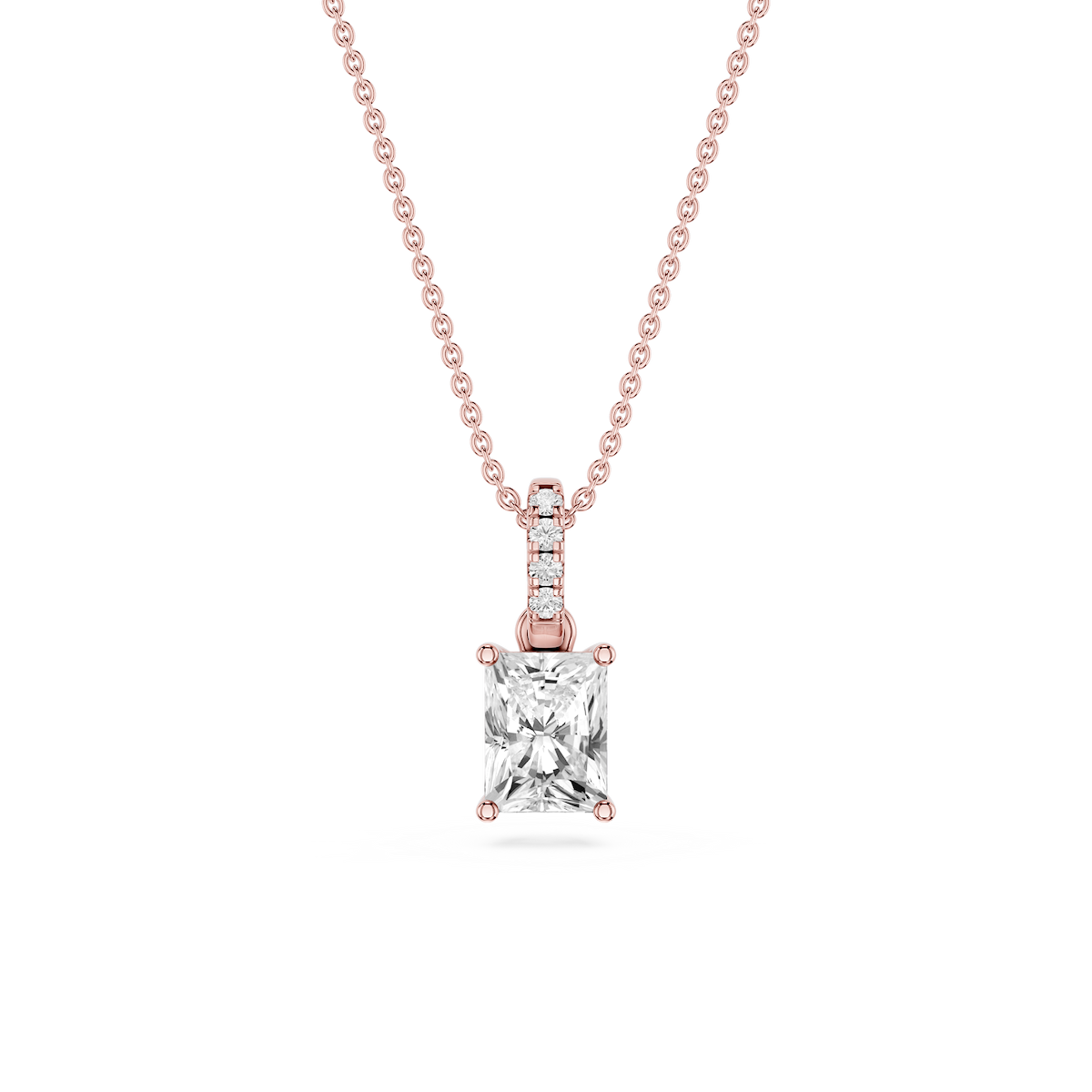 Radiant Lab Grown Diamond Hidden Halo Pendant - 16 to 18 Inches