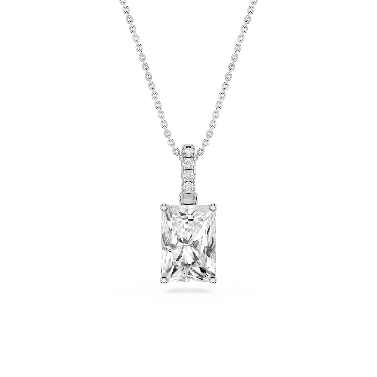 Radiant Lab Grown Diamond Hidden Halo Pendant - 16 to 18 Inches