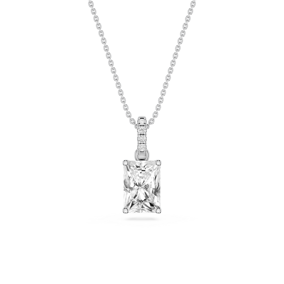 Radiant Lab Grown Diamond Hidden Halo Pendant - 16 to 18 Inches