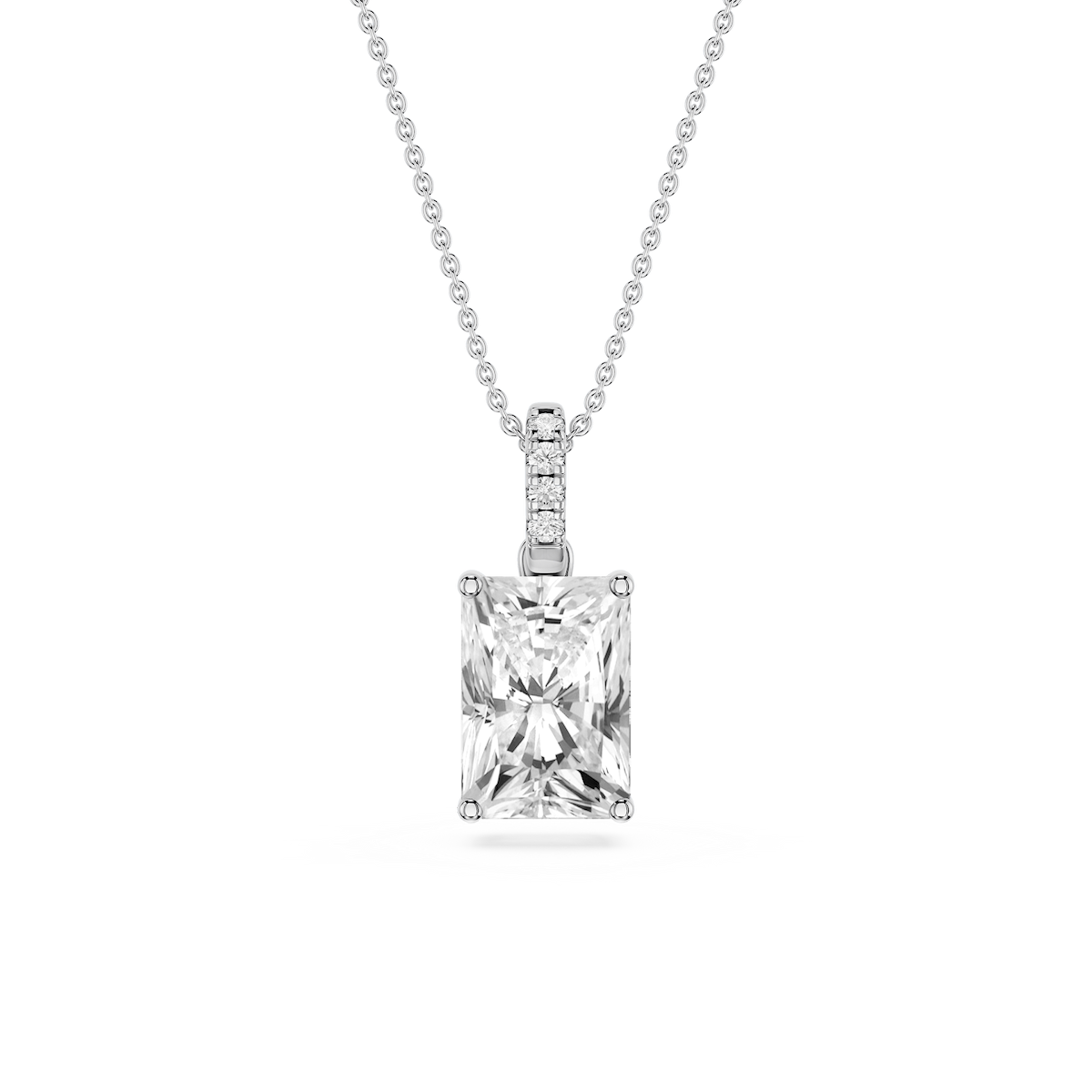 Radiant Lab Grown Diamond Hidden Halo Pendant - 16 to 18 Inches