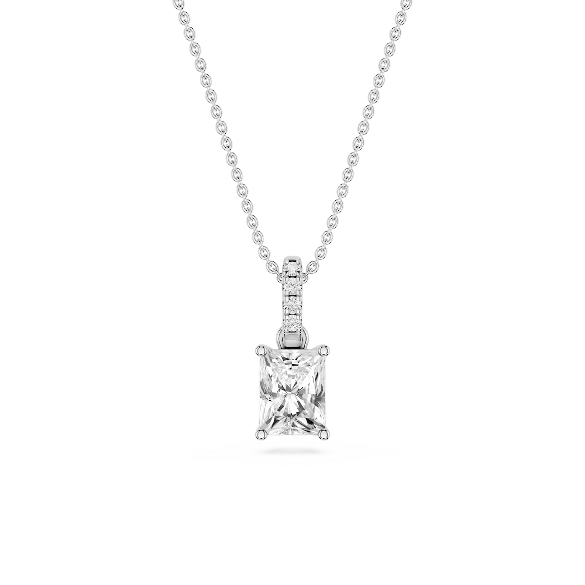 Radiant Lab Grown Diamond Hidden Halo Pendant - 16 to 18 Inches