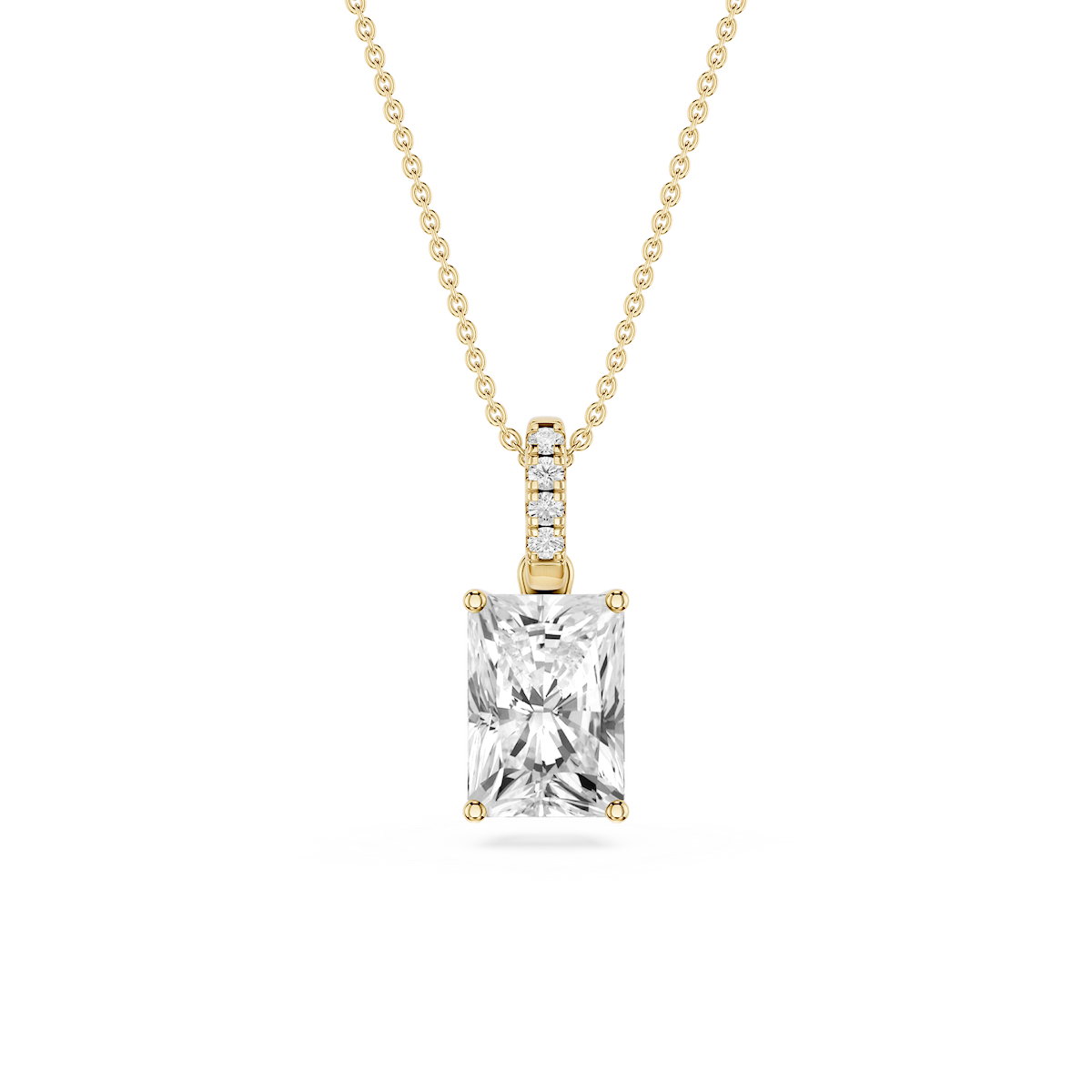 Radiant Lab Grown Diamond Hidden Halo Pendant - 16 to 18 Inches