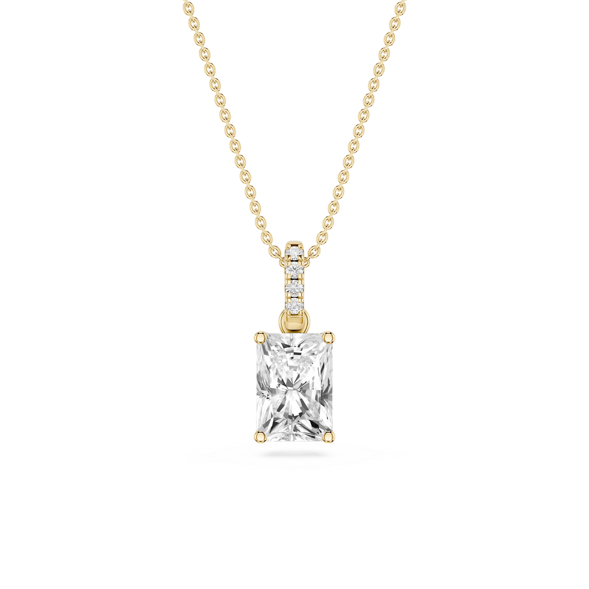 Radiant Lab Grown Diamond Hidden Halo Pendant - 16 to 18 Inches
