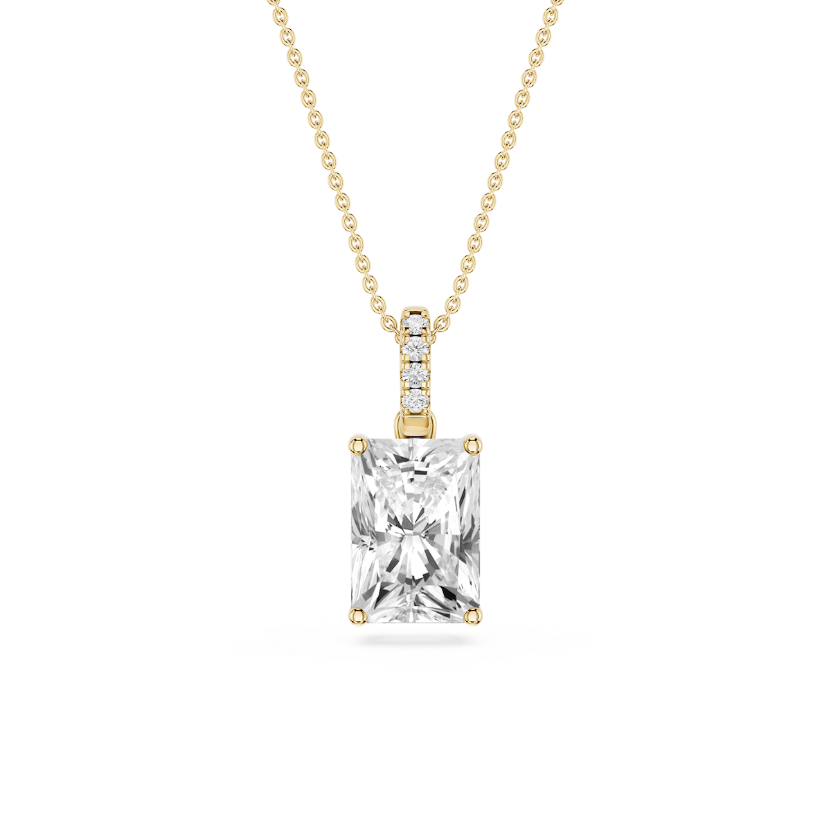 Radiant Lab Grown Diamond Hidden Halo Pendant - 16 to 18 Inches