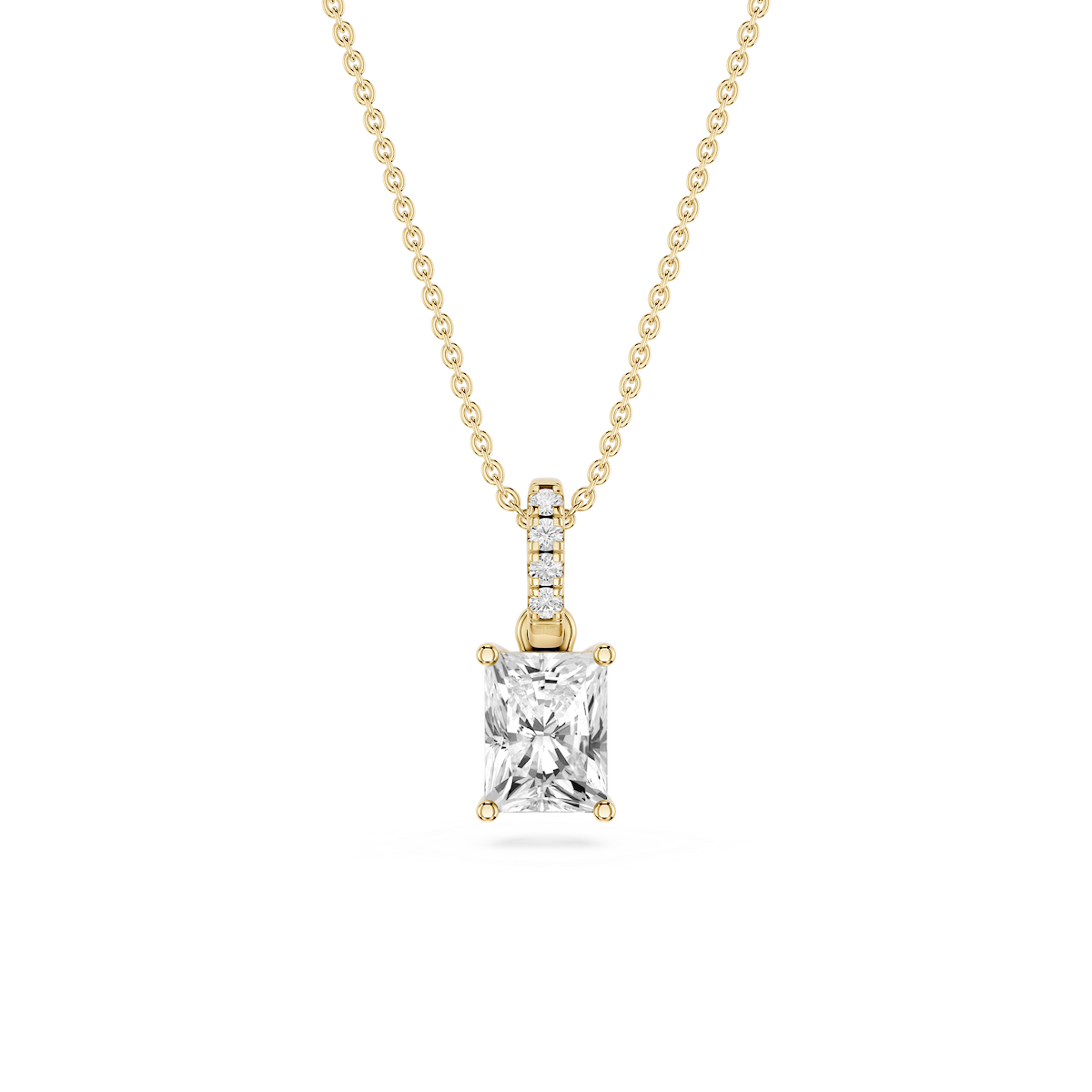 Radiant Lab Grown Diamond Hidden Halo Pendant - 16 to 18 Inches