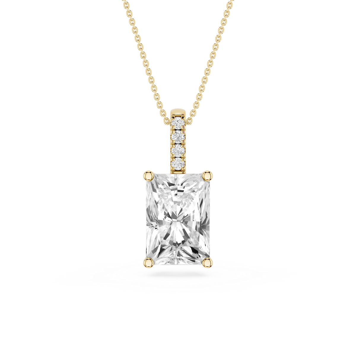 Radiant Lab Grown Diamond Pave Bail Solitaire Pendant - 16 to 18 Inches