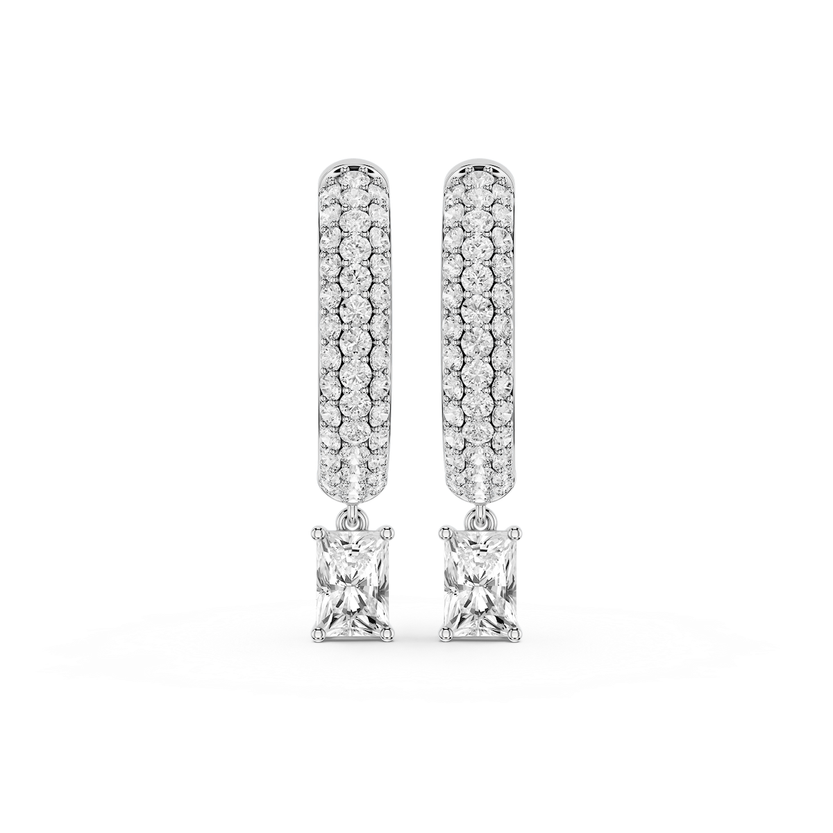 Radiant Lab Grown Diamond Pave Hoop Drop Earrings