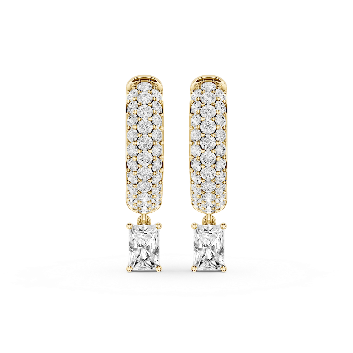 Radiant Lab Grown Diamond Pave Hoop Drop Earrings