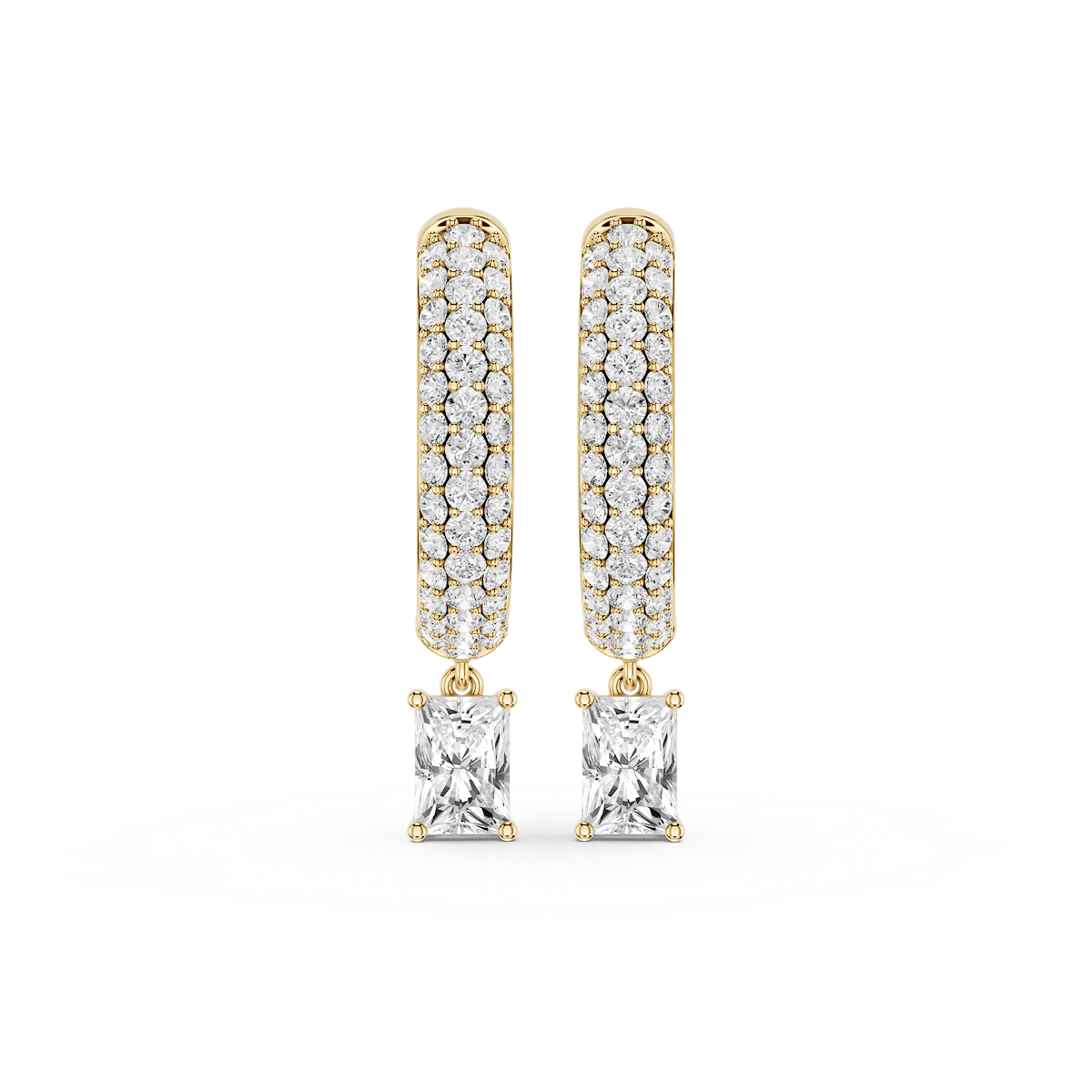 Radiant Lab Grown Diamond Pave Hoop Drop Earrings