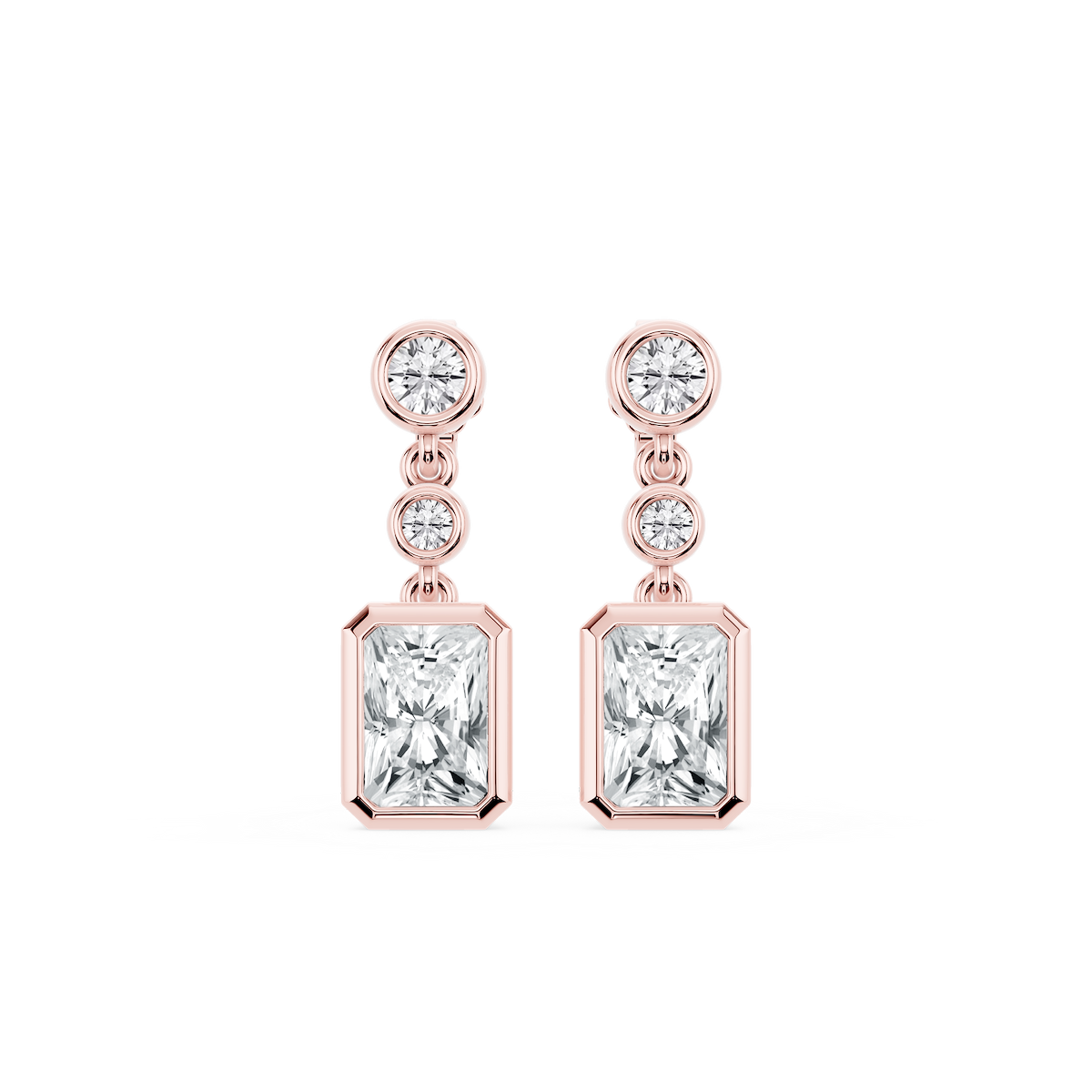 2 ¼ ctw Radiant Lab Grown Diamond Three Stone Drop Earrings