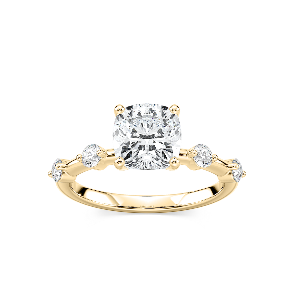 Leah Cushion Lab Grown Diamond Spaced Side Stone Engagement Ring