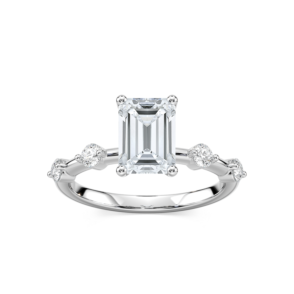 Leah Emerald Lab Grown Diamond Spaced Side Stone Engagement Ring