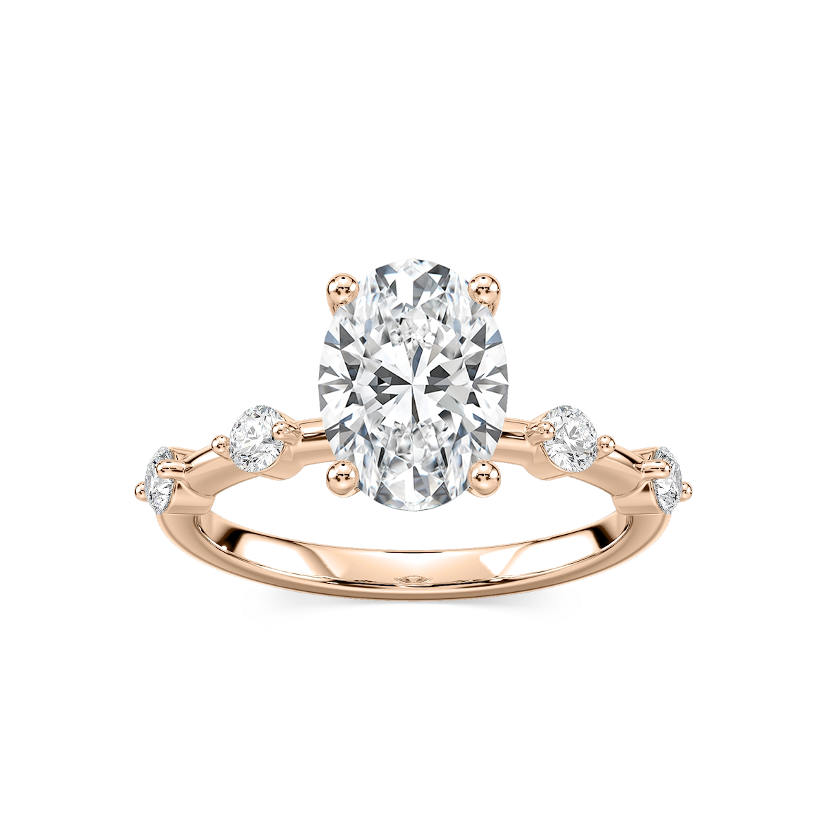 Leah Oval Lab Grown Diamond SpacedSide Stone Engagement Ring