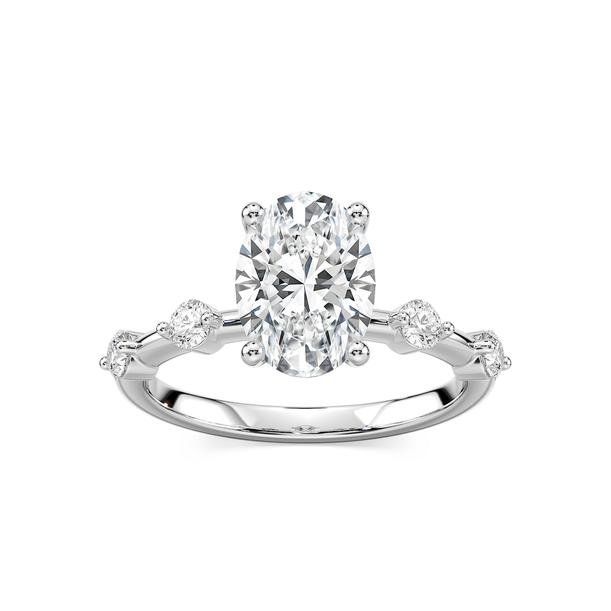 Leah Oval Lab Grown Diamond SpacedSide Stone Engagement Ring