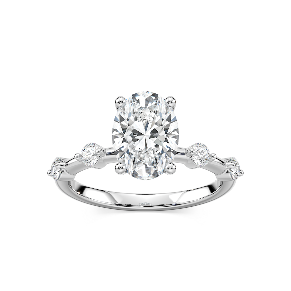 Leah Oval Lab Grown Diamond Spaced Side Stone Engagement Ring