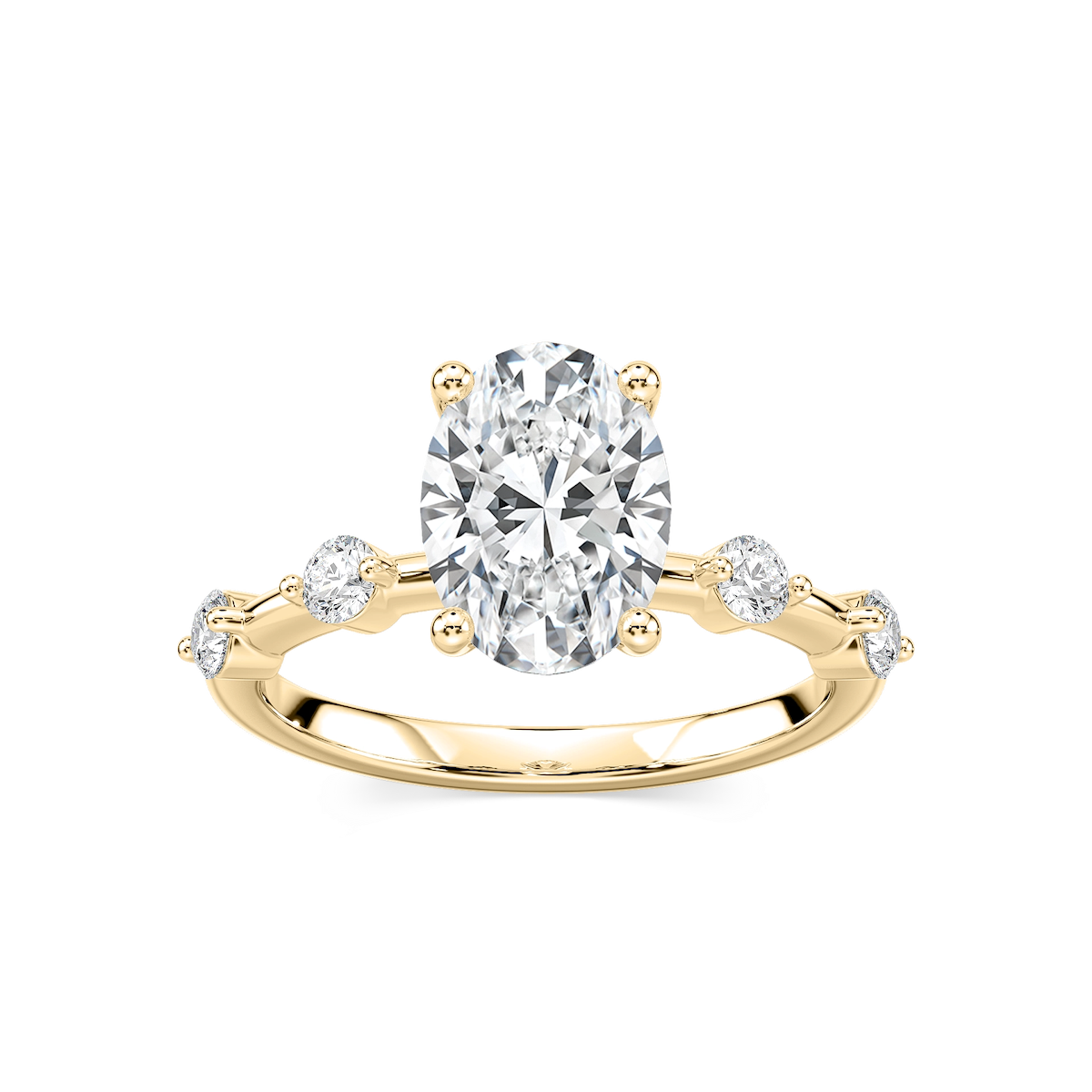 Leah Oval Lab Grown Diamond SpacedSide Stone Engagement Ring