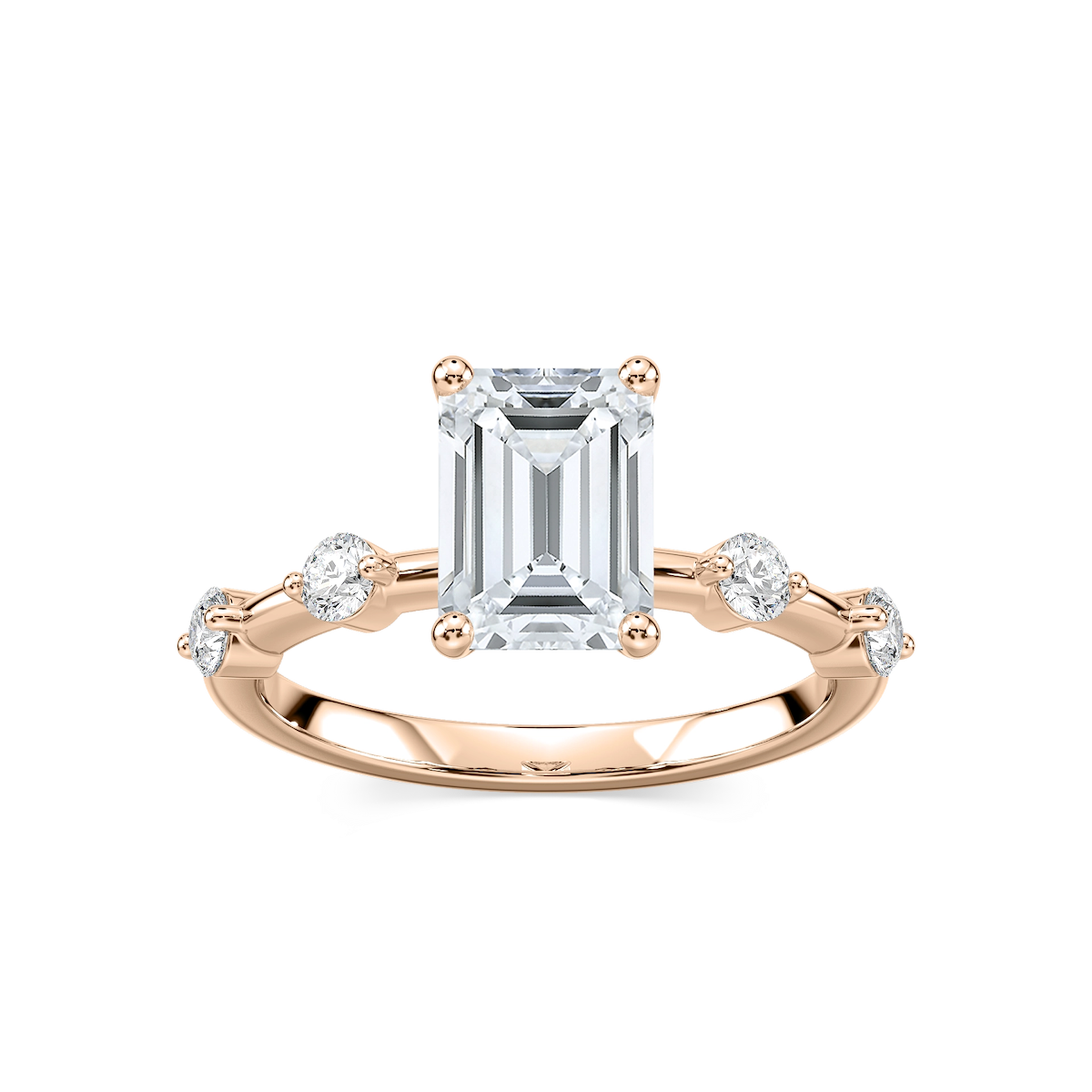 Leah Radiant Lab Grown Diamond SpacedSide Stone Engagement Ring