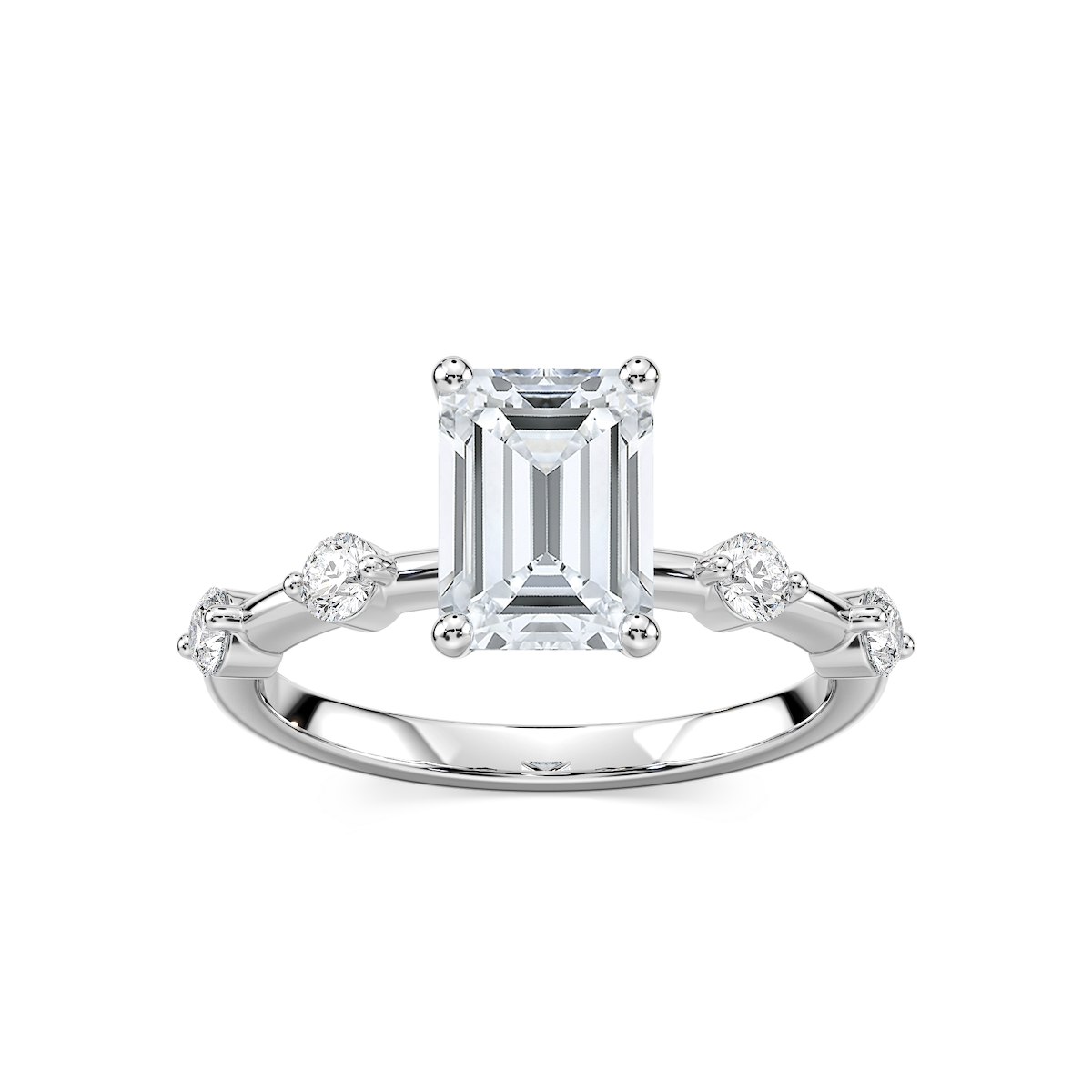 Leah Radiant Lab Grown Diamond SpacedSide Stone Engagement Ring