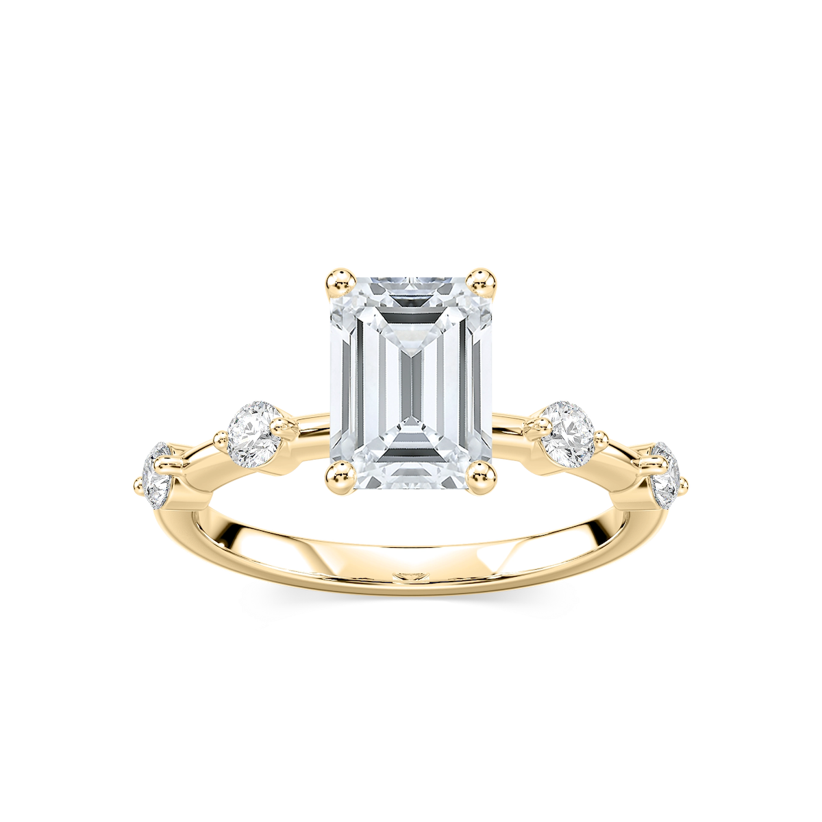 Leah Radiant Lab Grown Diamond SpacedSide Stone Engagement Ring