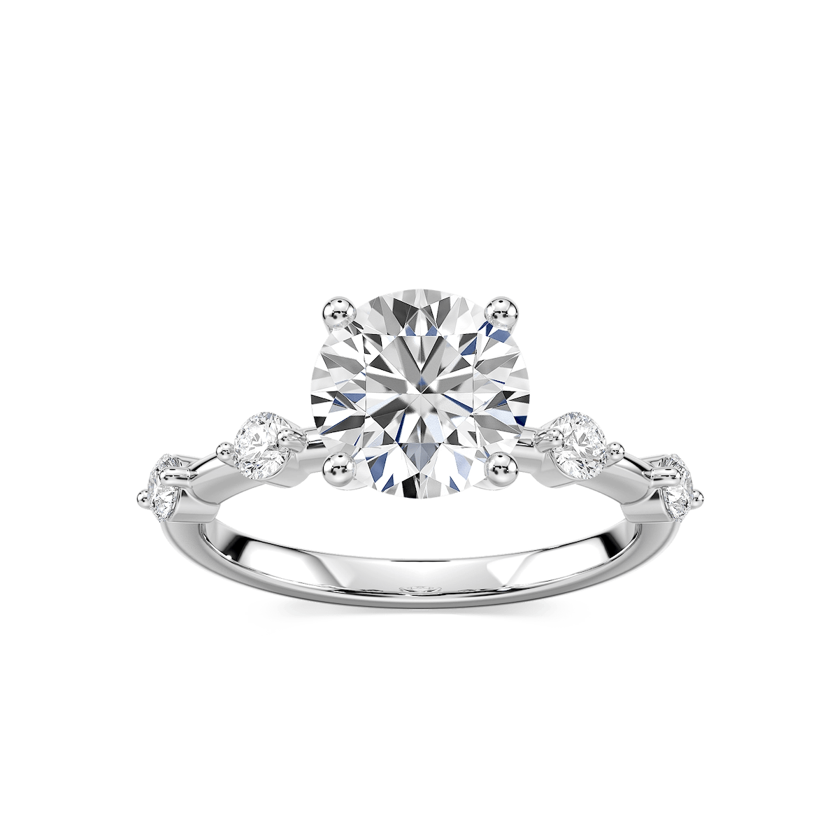 Leah Round Lab Grown Diamond SpacedSide Stone Engagement Ring