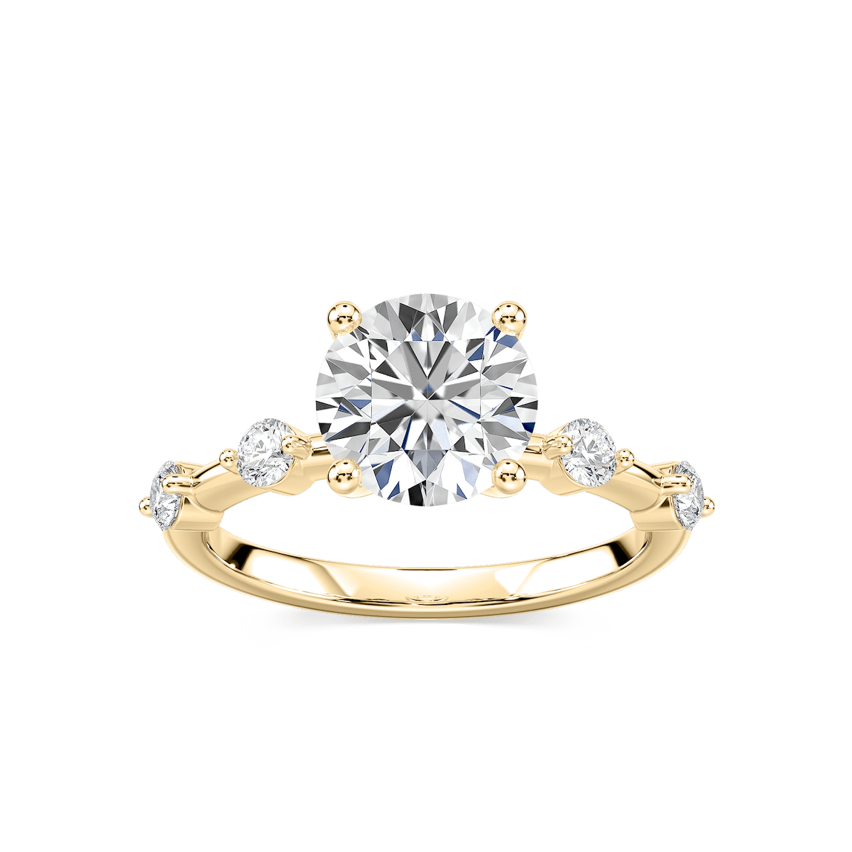 Leah Round Lab Grown Diamond Spaced Side Stone Engagement Ring