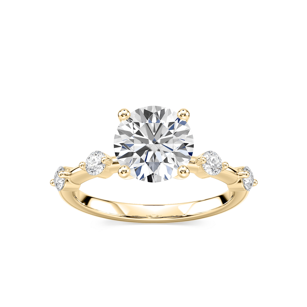 Leah Round Lab Grown Diamond SpacedSide Stone Engagement Ring