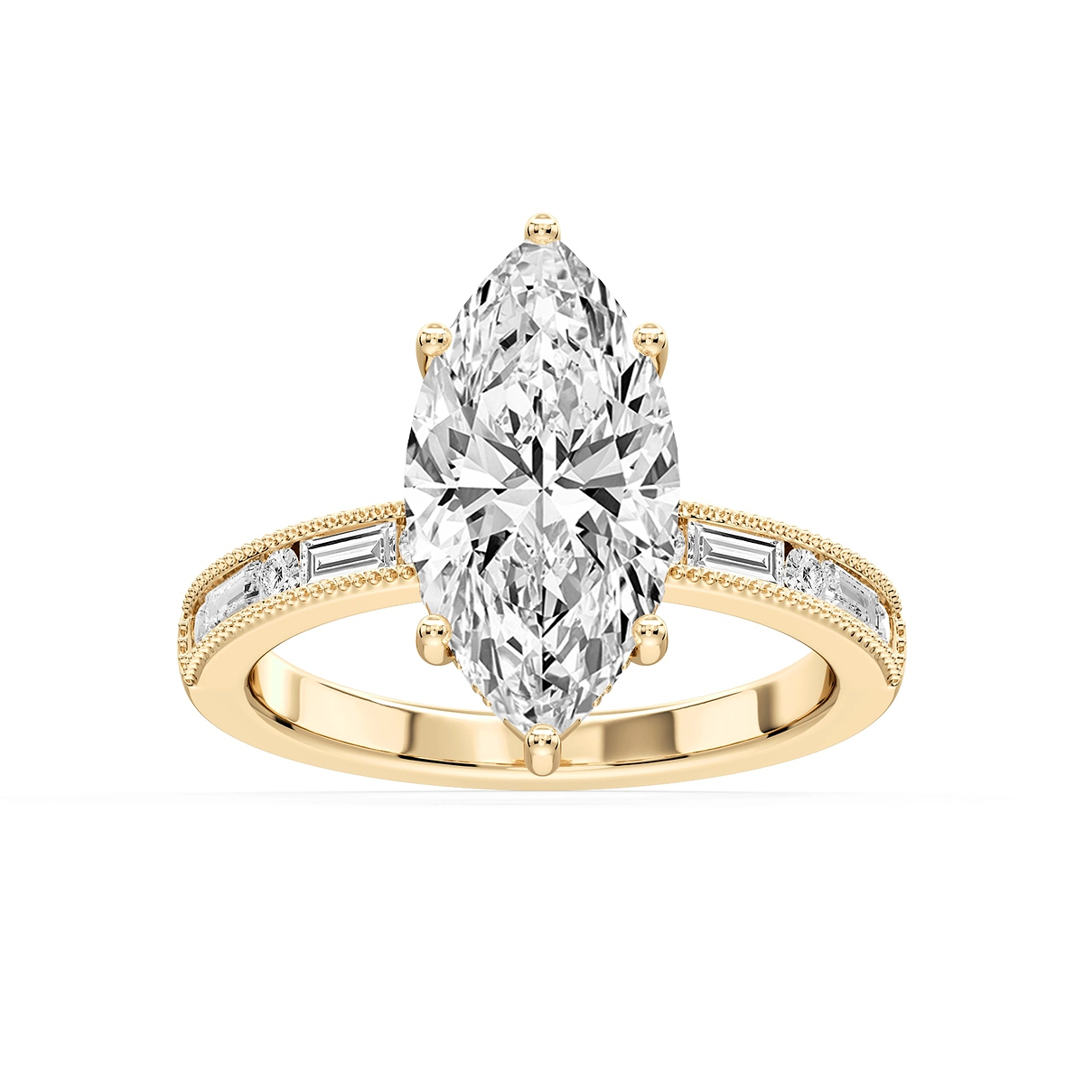 Rhianna Marquise Lab Grown Diamond Milgrain Channel Hidden Halo Engagement Ring