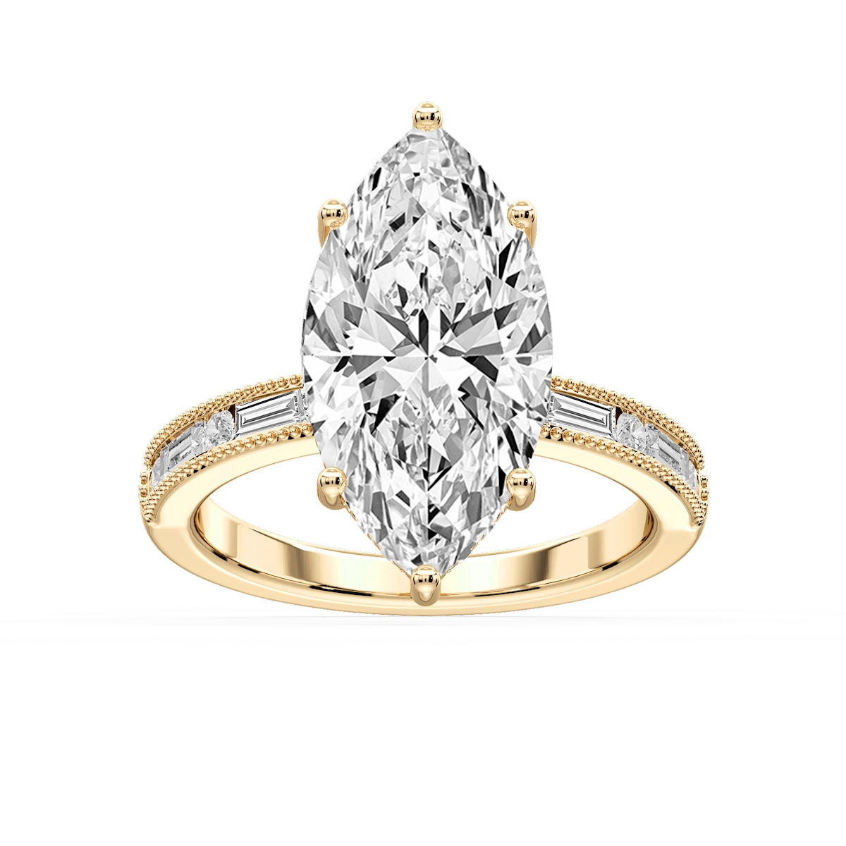 Rhianna Marquise Lab Grown Diamond Milgrain Channel Hidden Halo Engagement Ring
