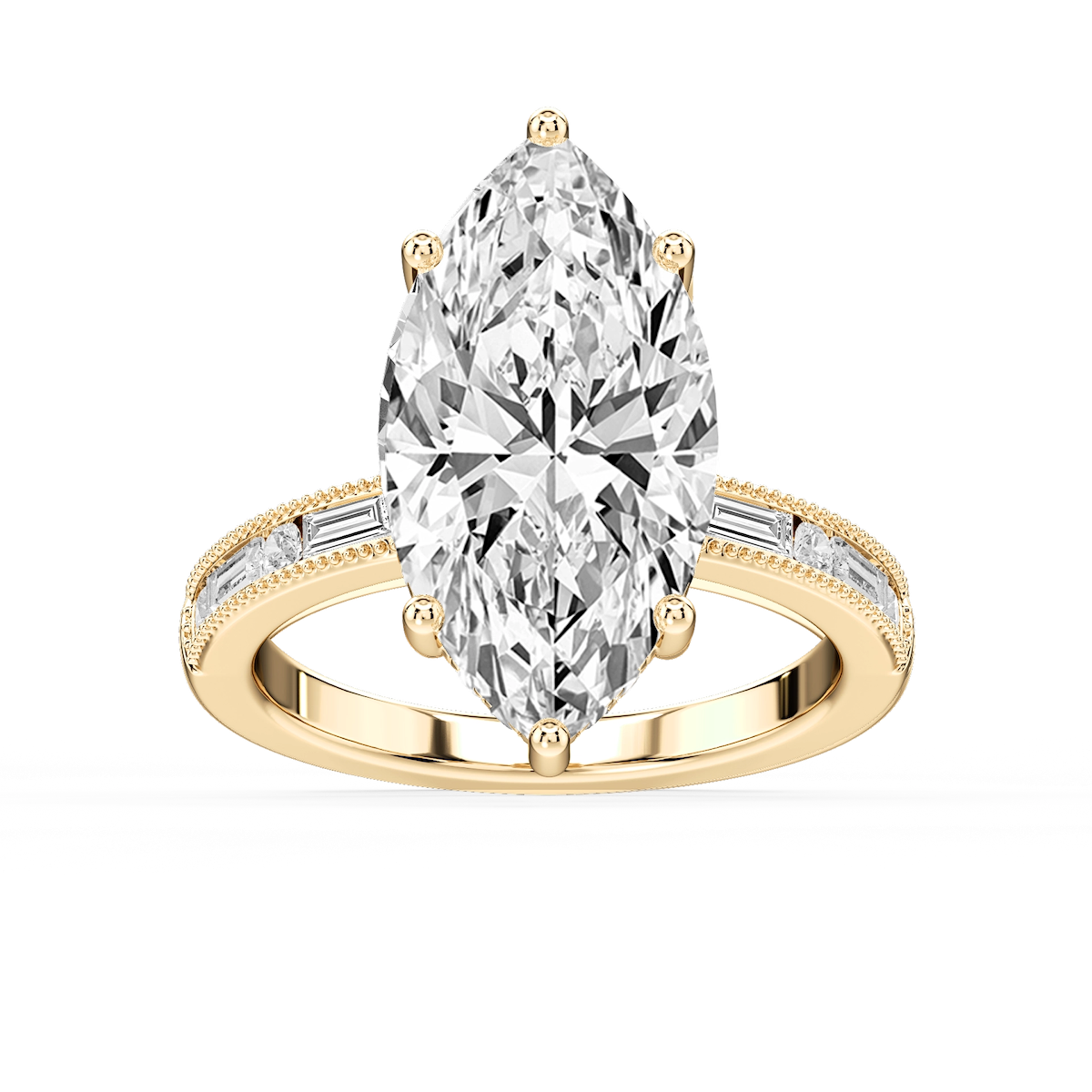 Rhianna Marquise Lab Grown Diamond Milgrain Channel Hidden Halo Engagement Ring