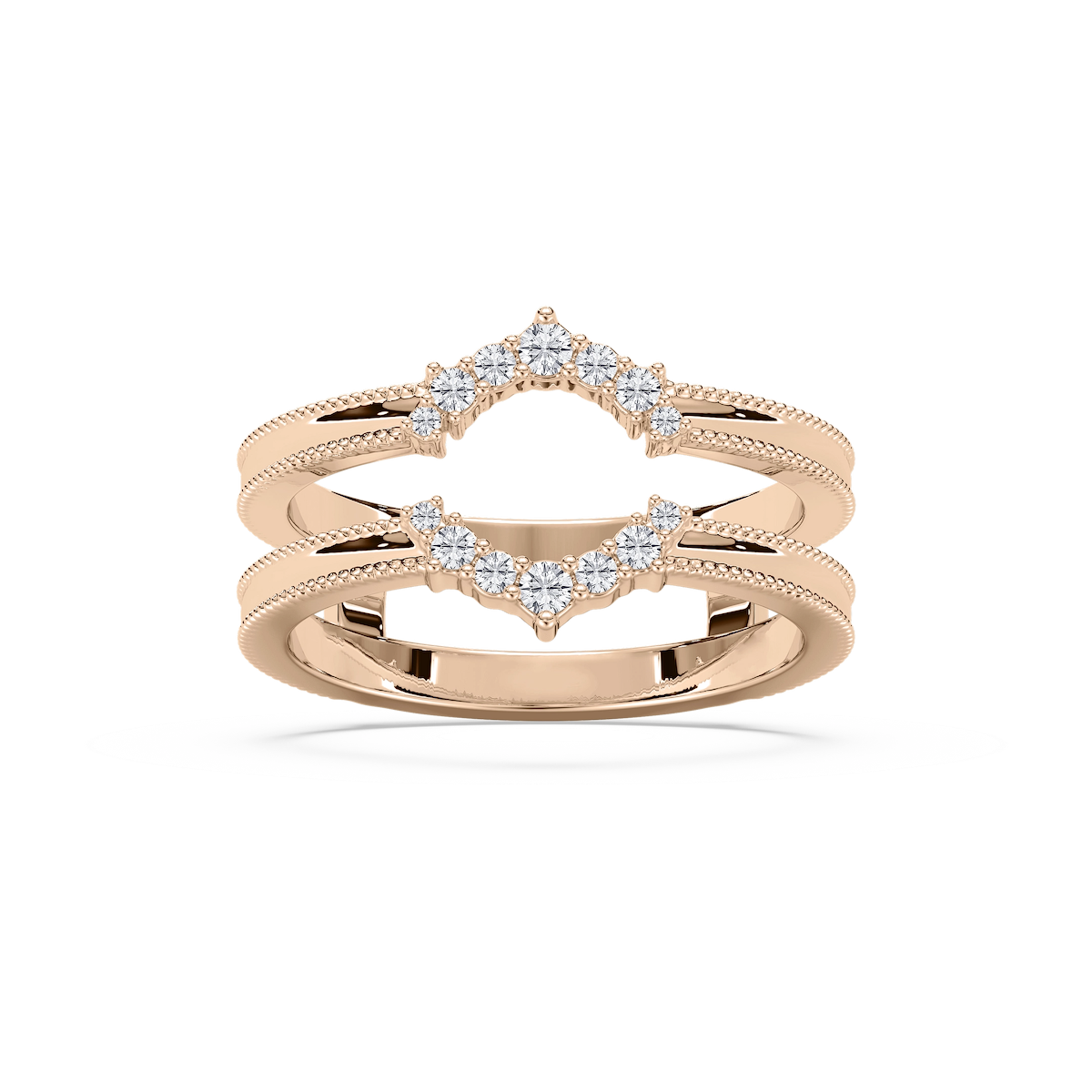 Rosalina 1/6 ctw Round Lab Grown Diamond Milgrain Enhancer Curved Band
