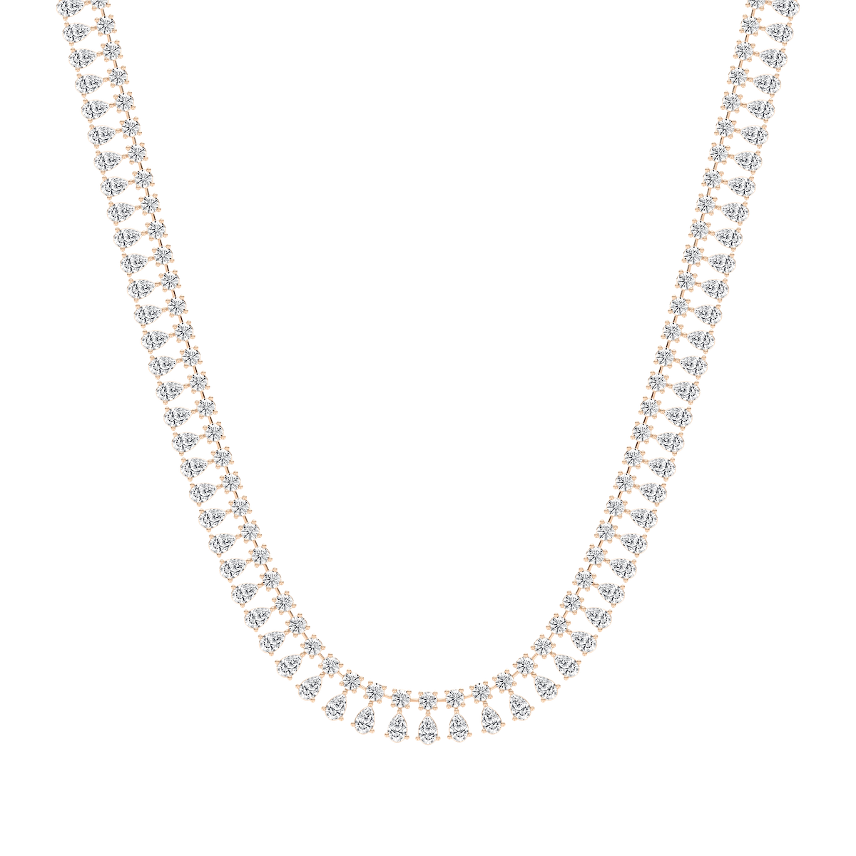 39 ¾ ctw Round and Pear Lab Grown Diamond Tennis Necklace - 18 Inches