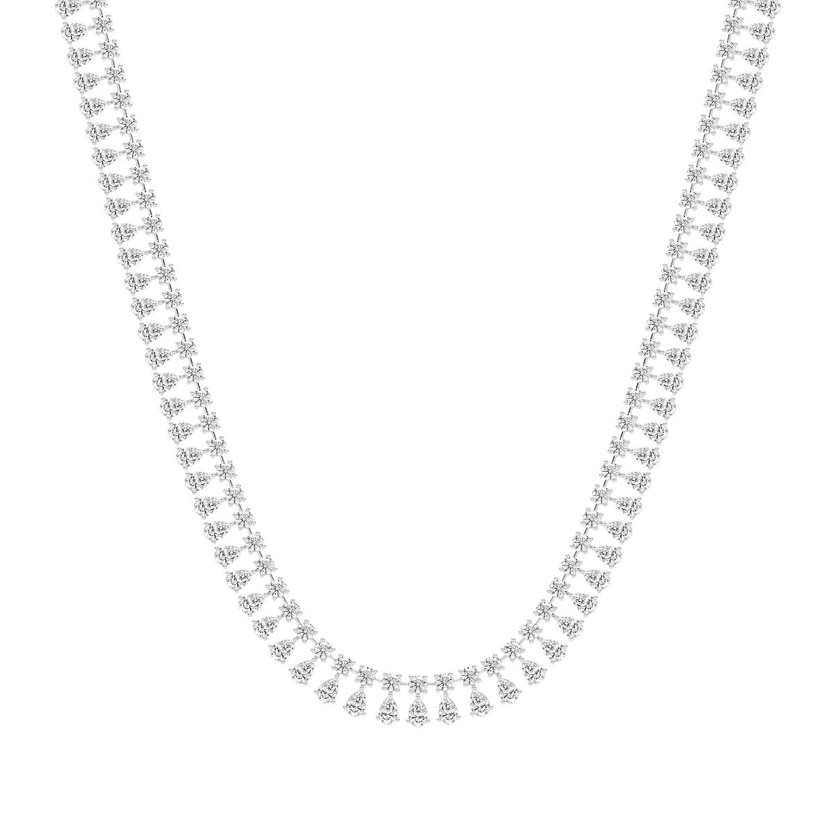 39 ¾ ctw Round and Pear Lab Grown Diamond Tennis Necklace - 18 Inches