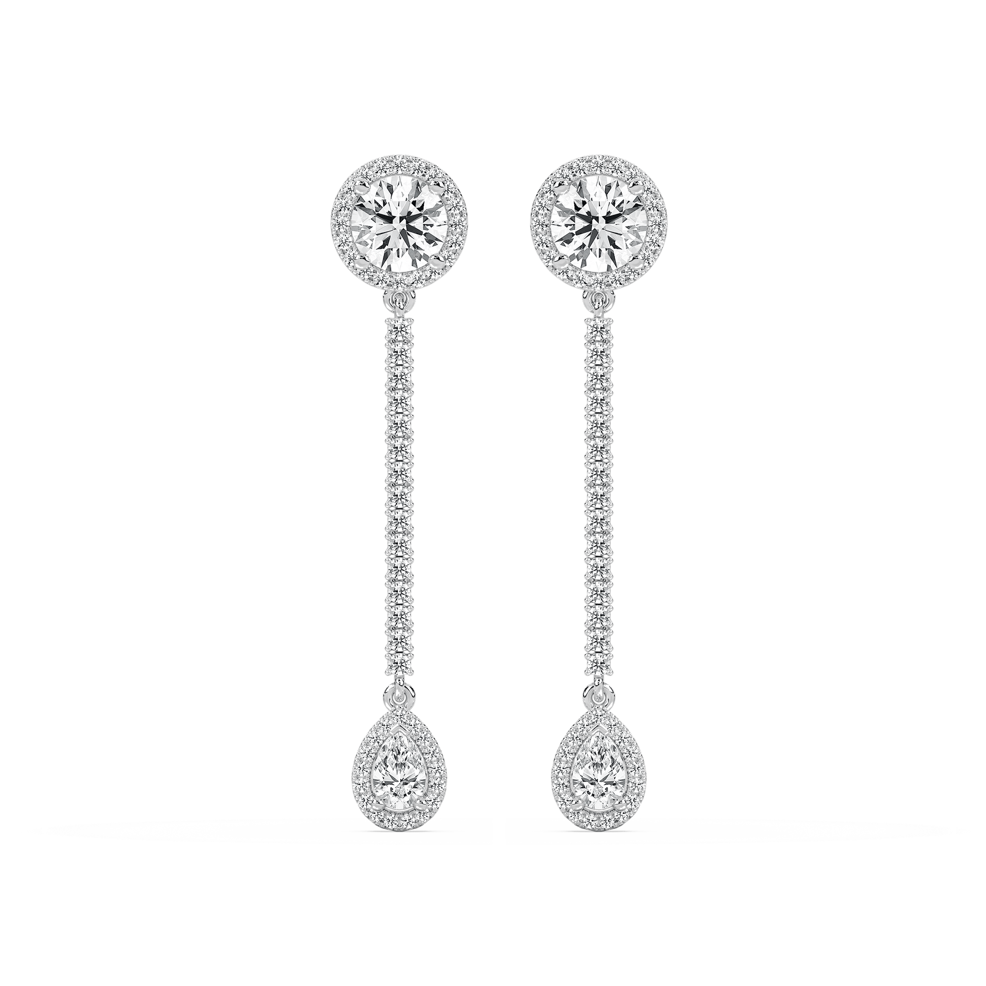 3 ⅓ ctw Round and Pear Lab Grown Diamond Halo Drop Earrings