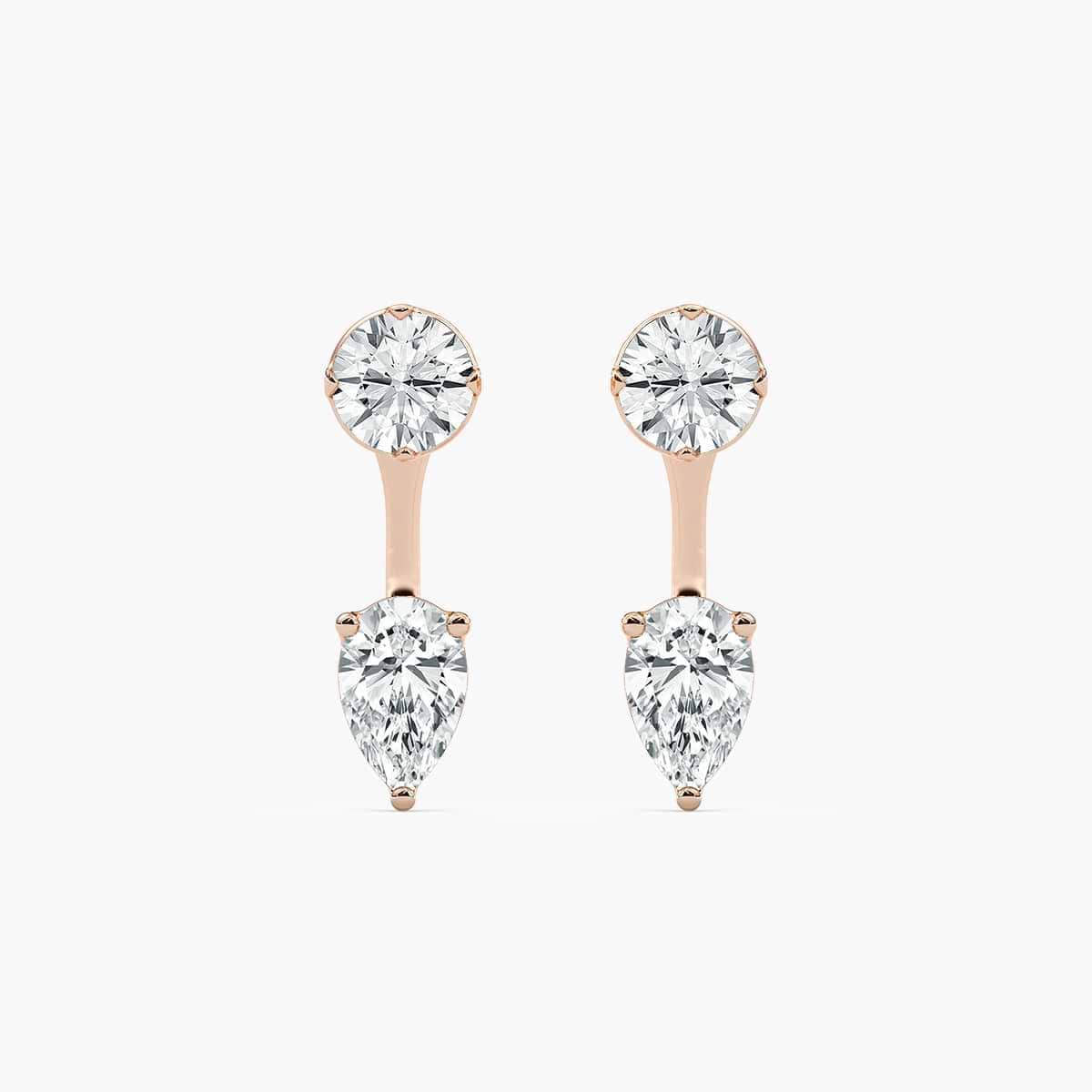 1 ctw Lab Grown Diamond Round Studs and Pear Earring Jacket Set