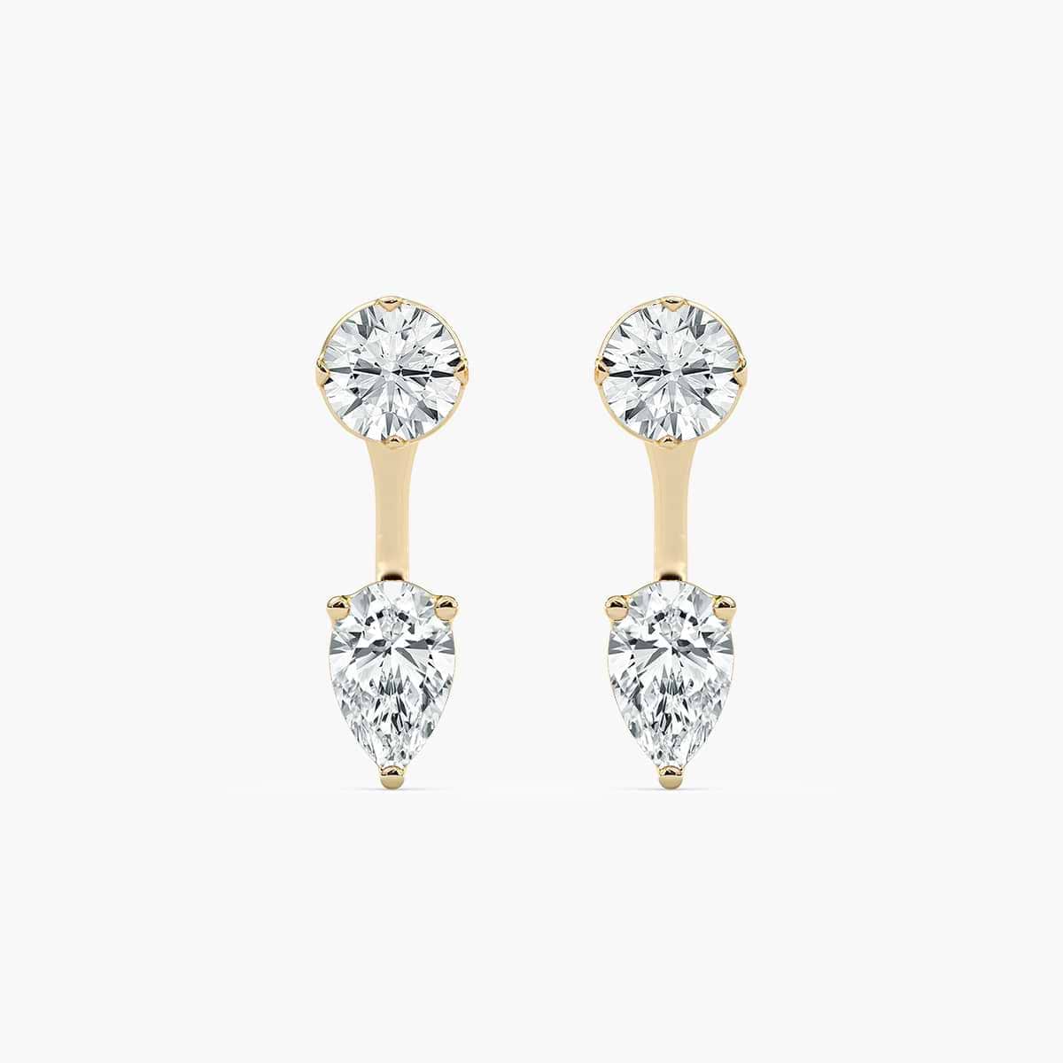 1 ctw Lab Grown Diamond Round Studs and Pear Earring Jacket Set