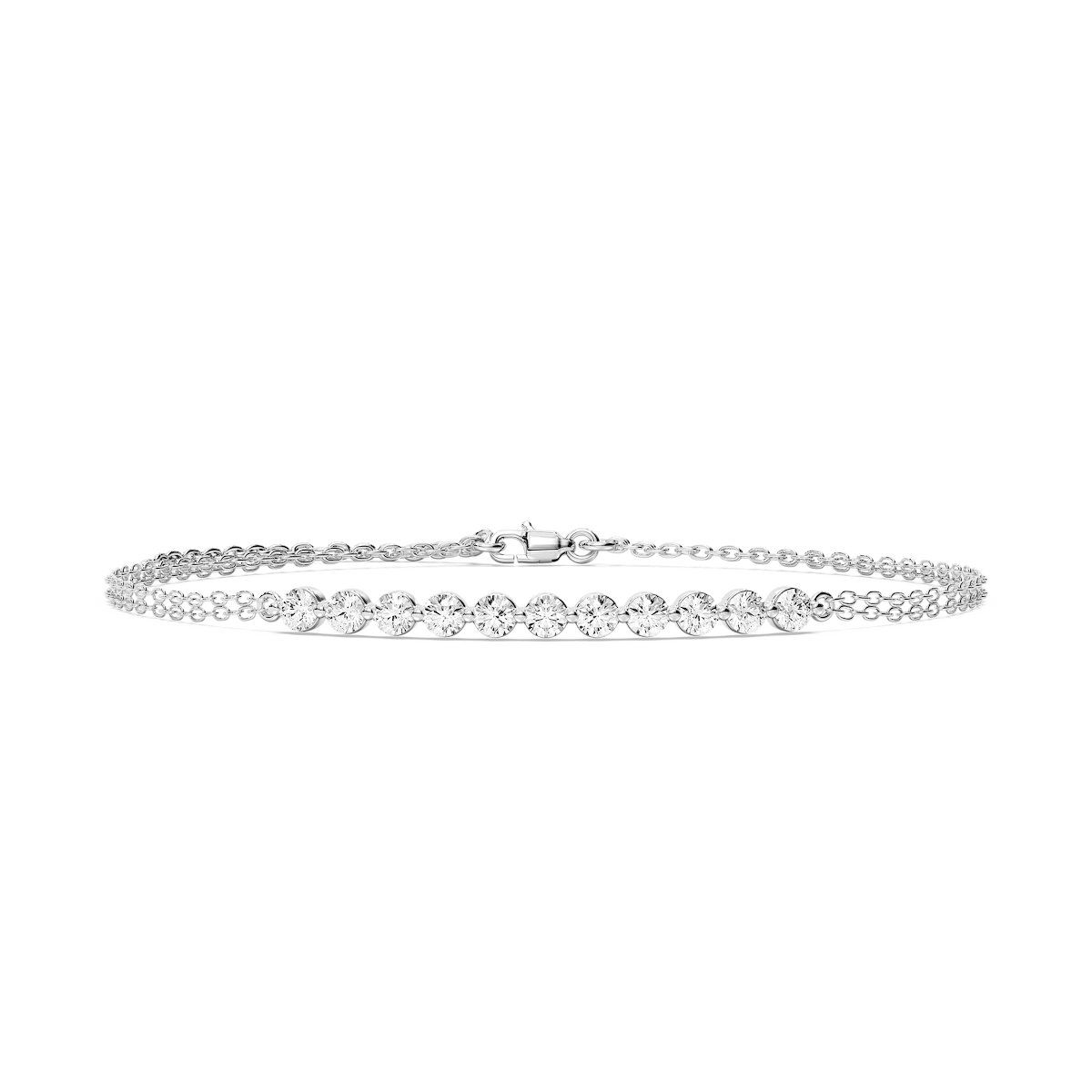 1 ctw Round Lab Grown Diamond Eleven Stone Chain Bracelet  - 7 Inches