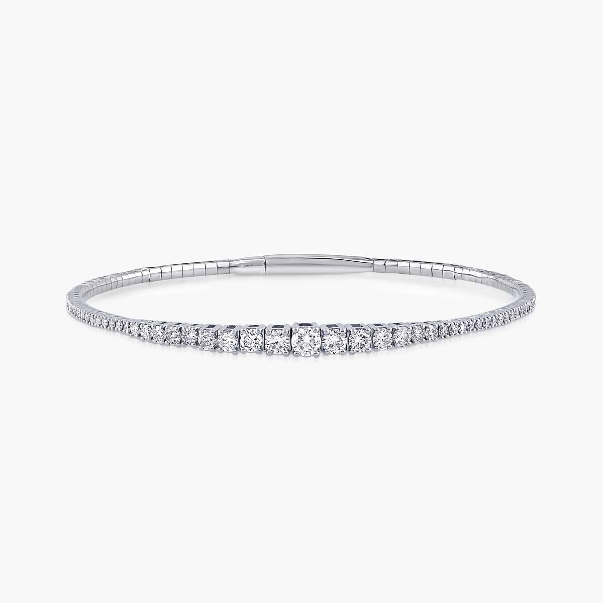 2 ctw Round Lab Grown Diamond Graduated Flexible Bangle Bracelet  - 7 Inches