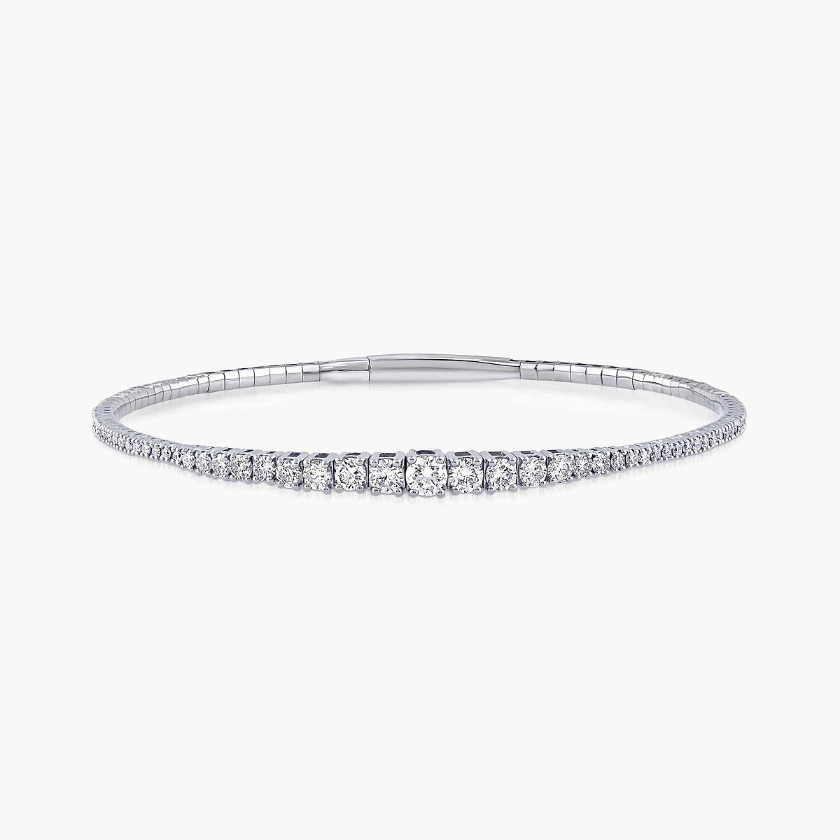 2 ctw Round Lab Grown Diamond Graduated Flexible Bangle Bracelet  - 7 Inches