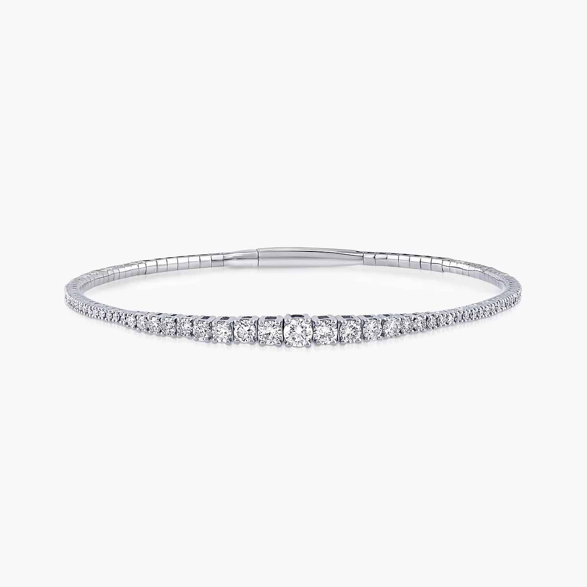 2 ctw Round Lab Grown Diamond Graduated Flexible Bangle Bracelet  - 7 Inches