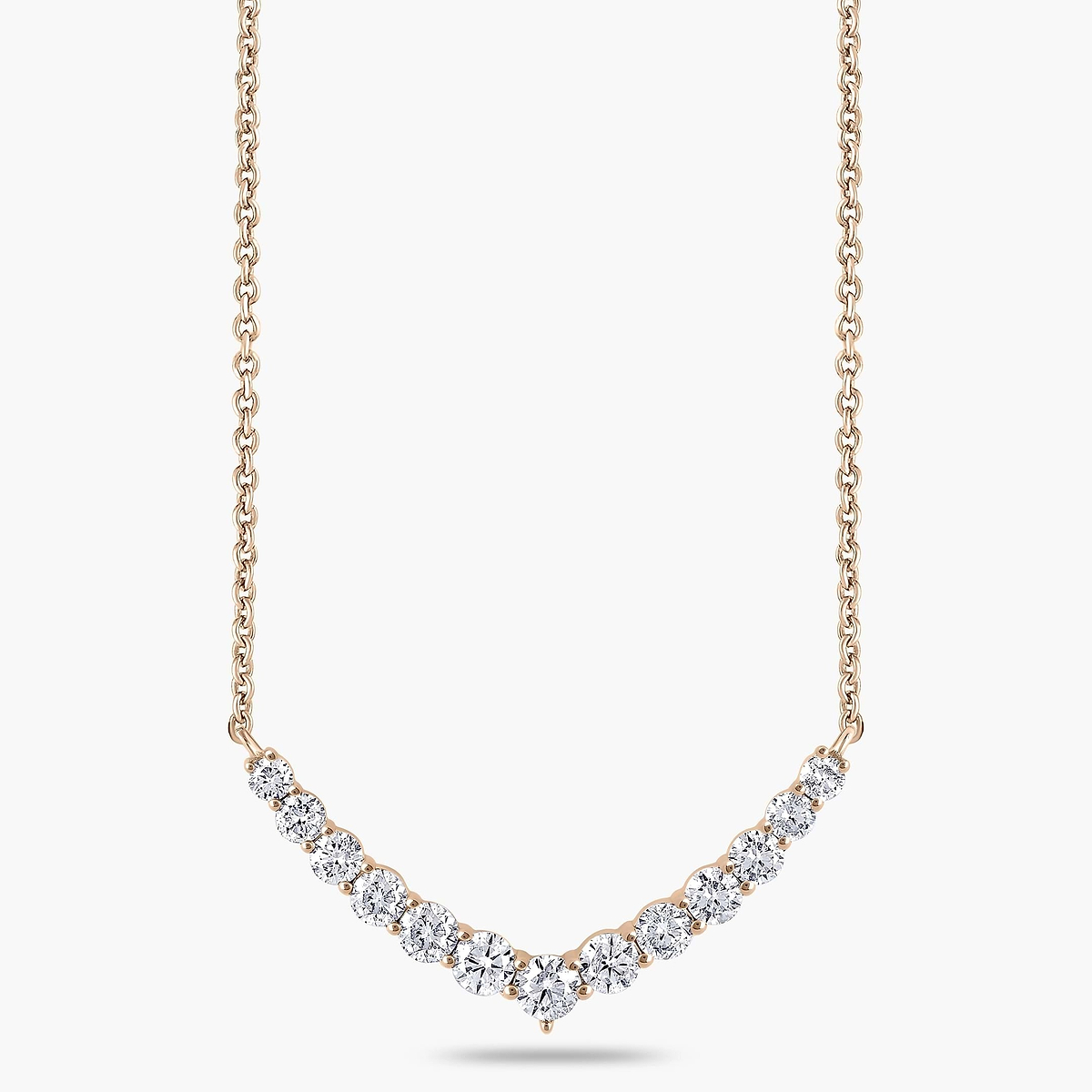 1 ctw Round Lab Grown Diamond Graduated Necklace - 18 Inches