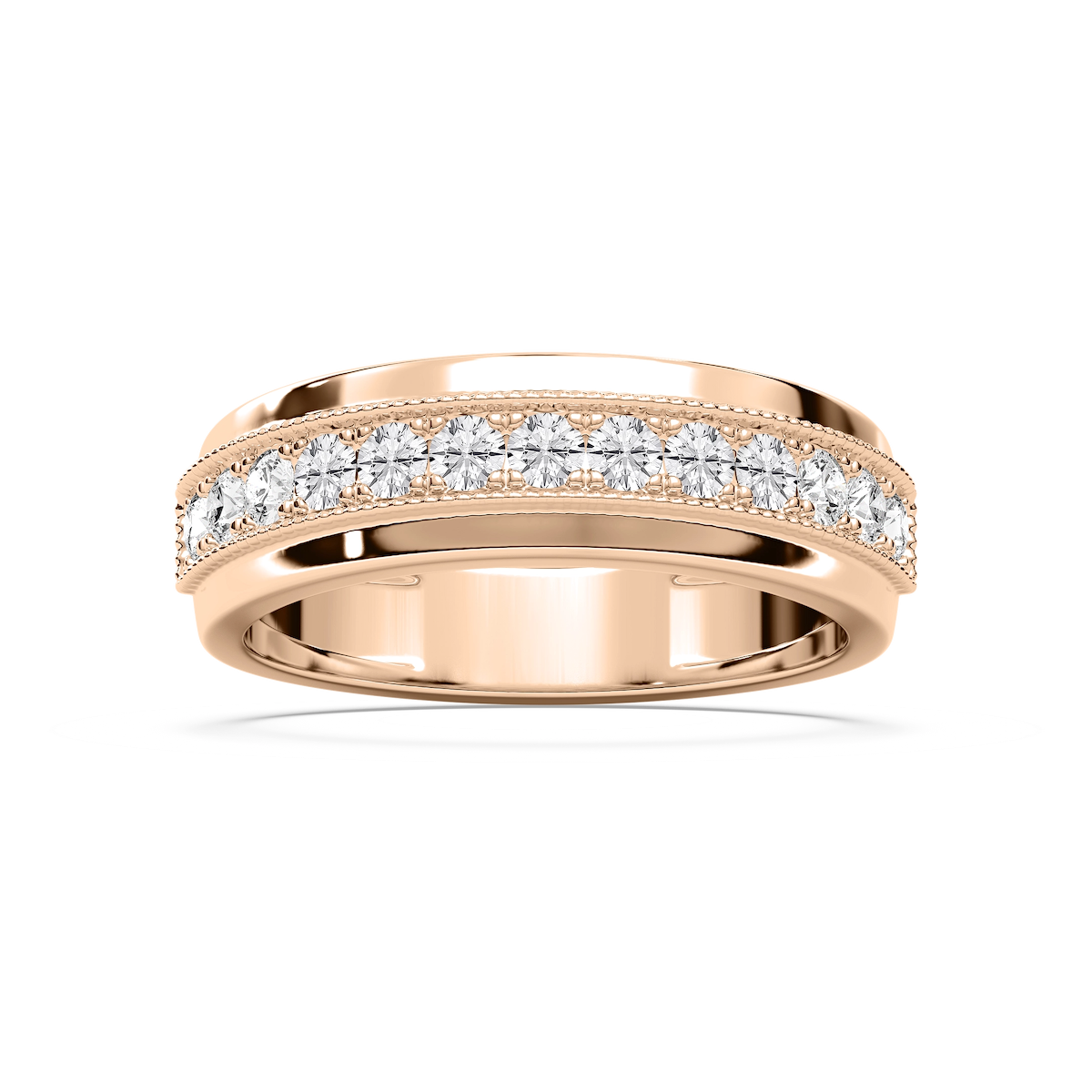 Andy 3/4 ctw Round Lab Grown Diamond 4.35mm Milgrain Channel Mens Wedding Band