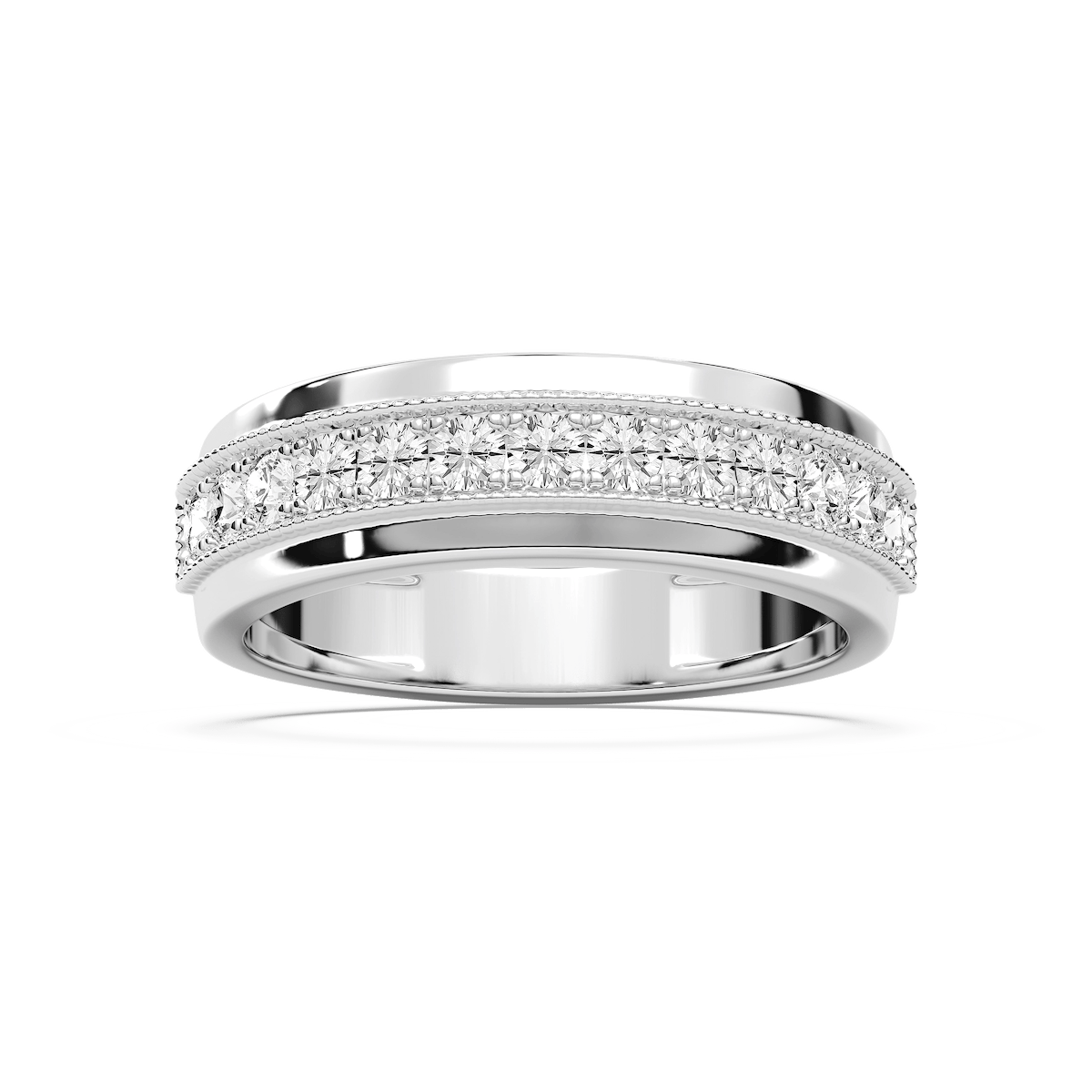 Andy 3/4 ctw Round Lab Grown Diamond 4.35mm Milgrain Channel Mens Wedding Band