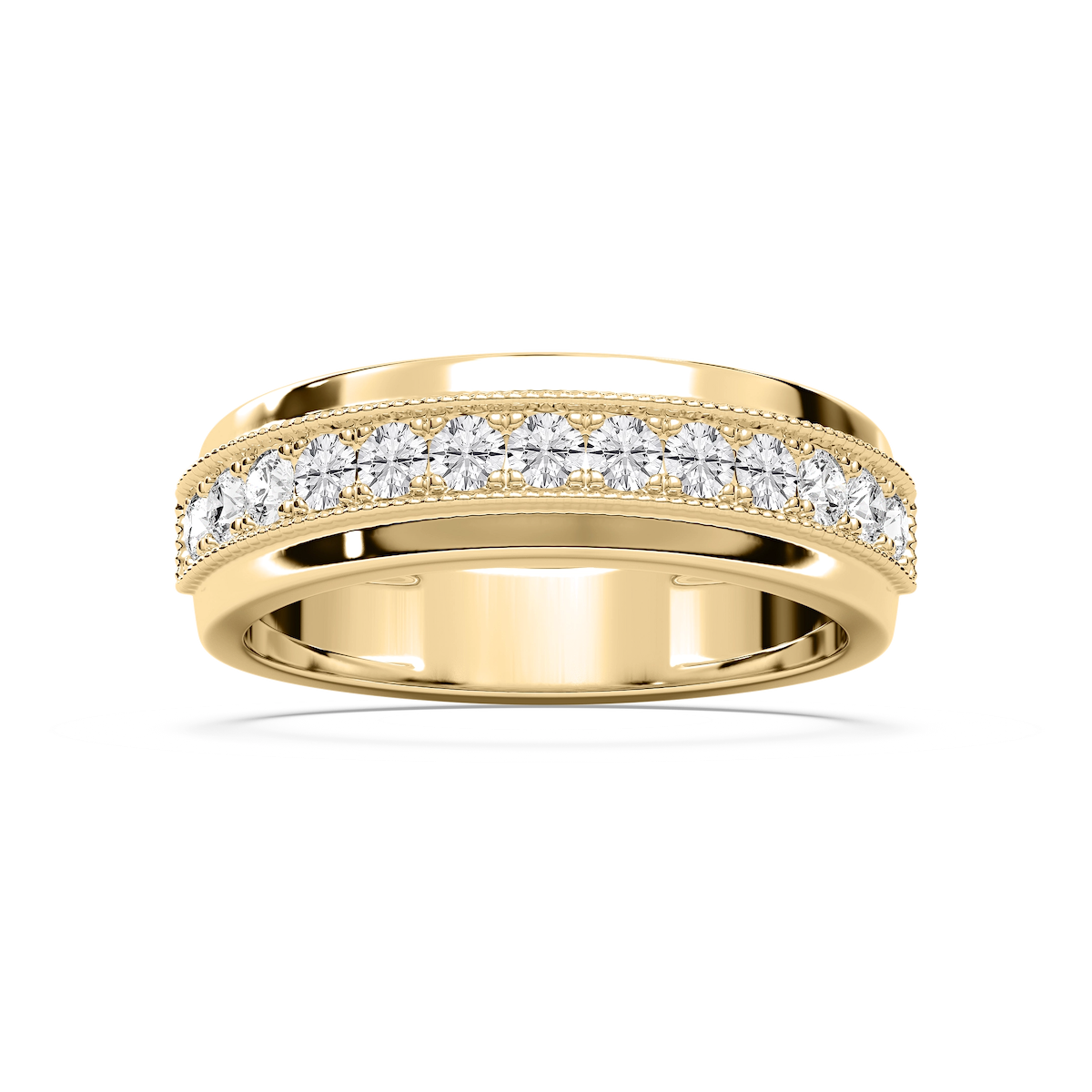 Andy 3/4 ctw Round Lab Grown Diamond 4.35mm Milgrain Channel Mens Wedding Band