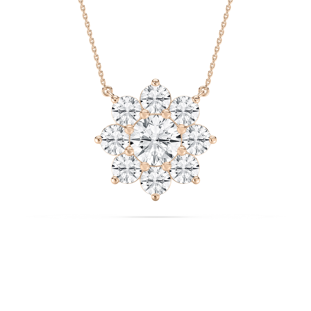 2 ctw Round Lab Grown Diamond Flower Pendant - 18 Inches