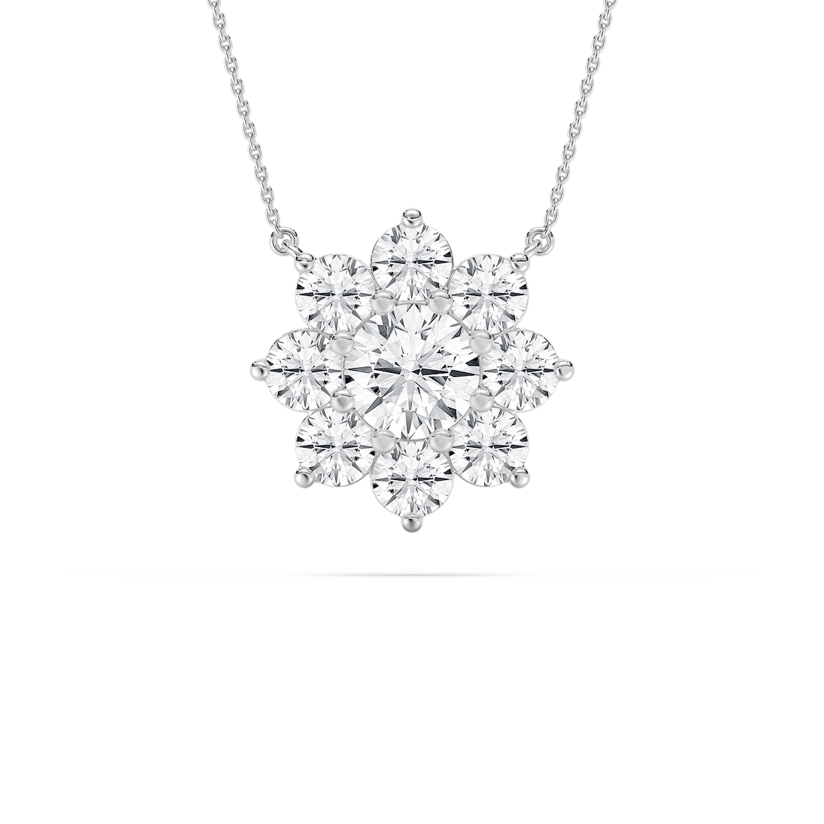 2 ctw Round Lab Grown Diamond Flower Pendant - 18 Inches