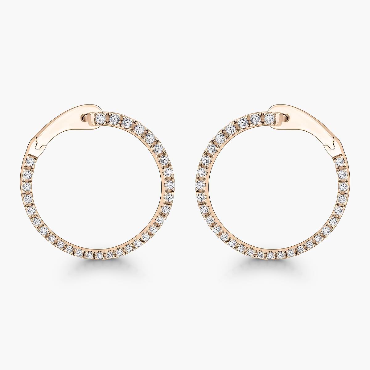 2/5 ctw Round Lab Grown Diamond Hinged Back Hoop Earrings