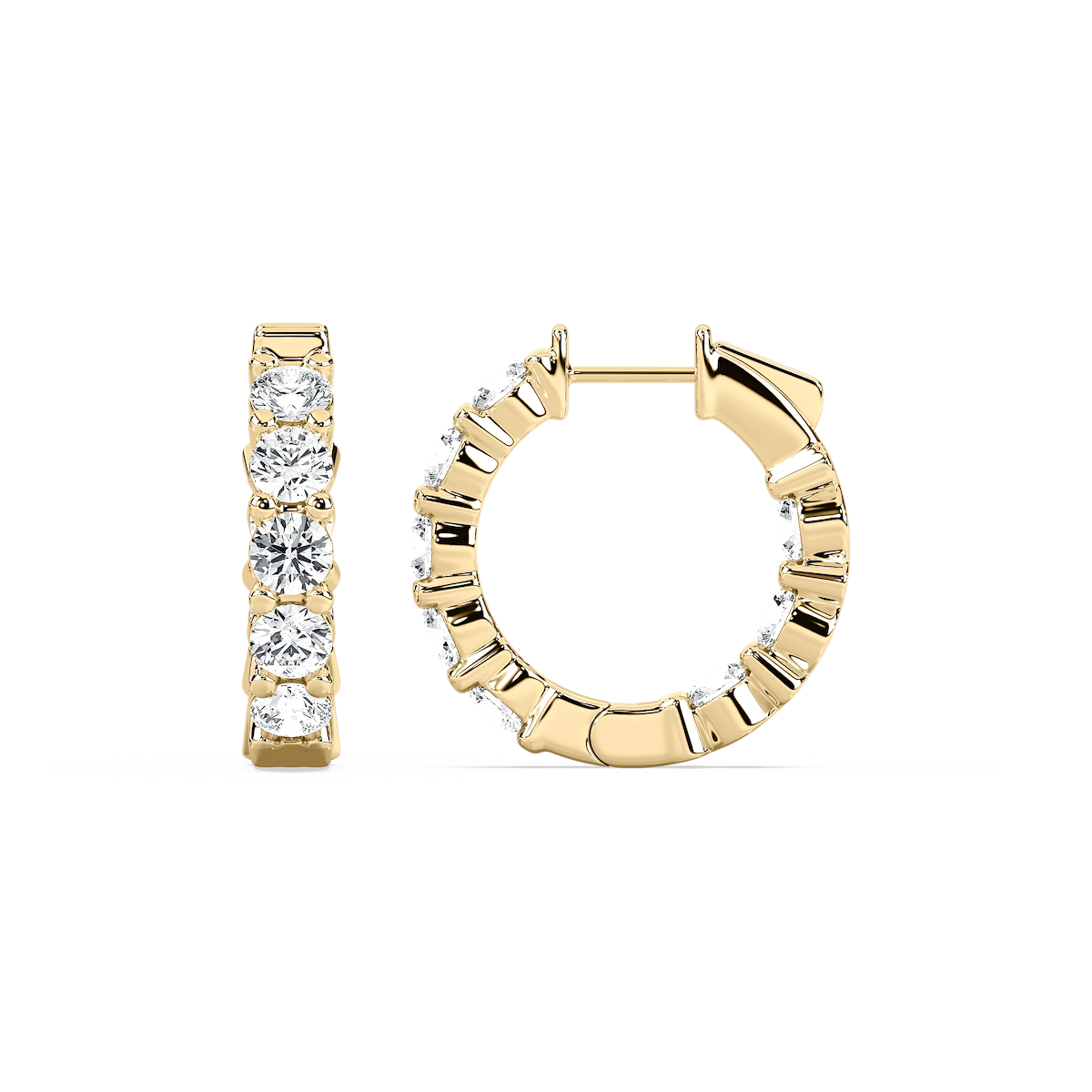 4 ctw Round Lab Grown Diamond Inside Out Huggie Hoop Earrings