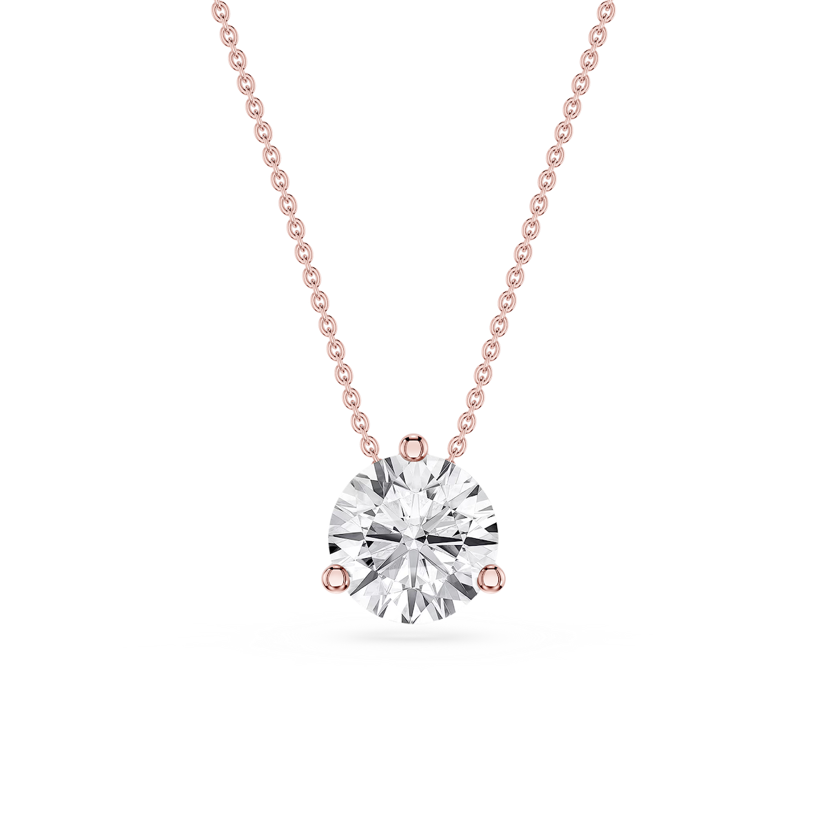 Round Lab Grown Diamond 3 Prong Solitaire Slider Pendant - 16 to 18 Inches